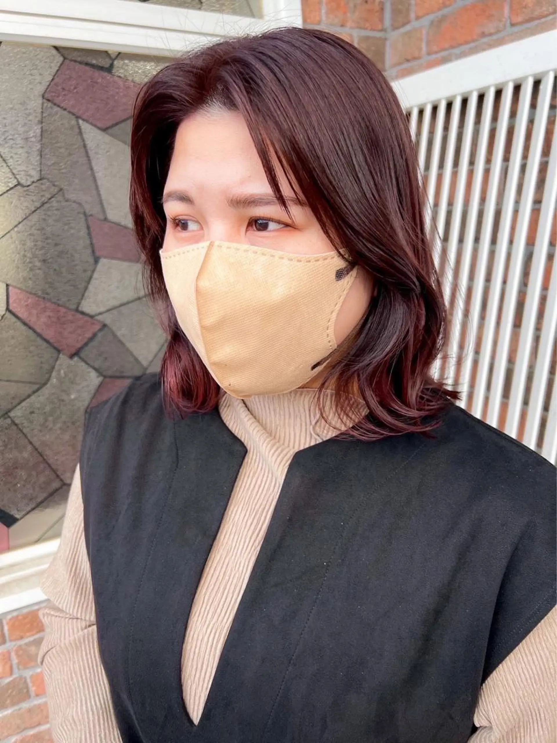 ミディアム カラー ブリーチ ブリーチなしカラー レッドカラー YURAGI🤍 SAEのヘアスタイル