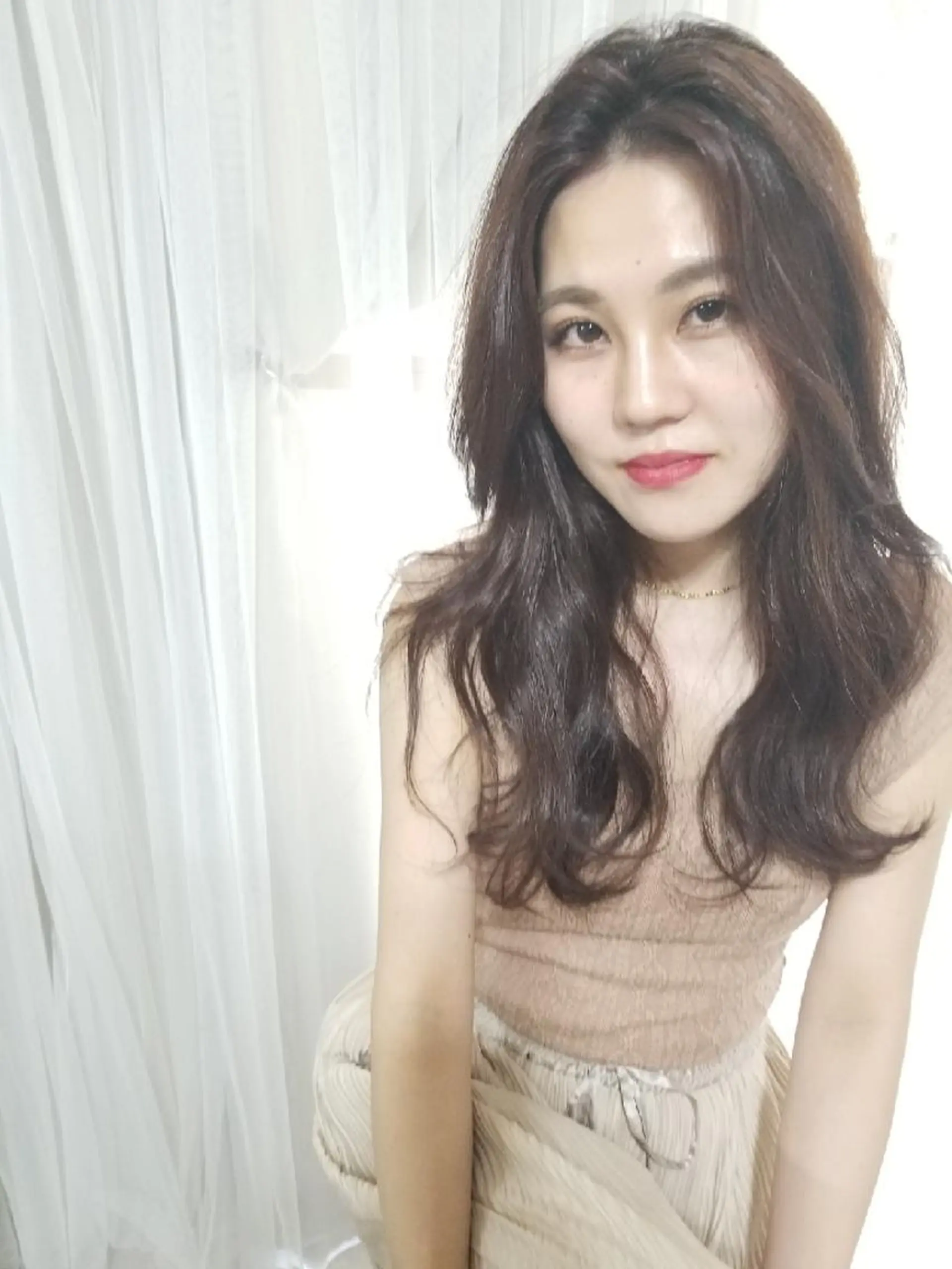 ロング カラー ヘアアレンジ ピンクカラー See by merのマツエク・マツパデザイン