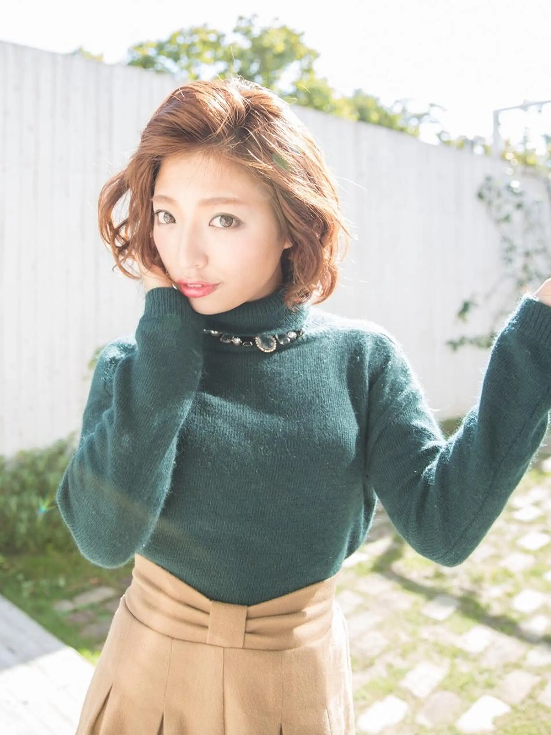 ミディアム カラー パーマ 透明感カラー 小顔カット ✨hair make flencia✂️✨のヘアスタイル