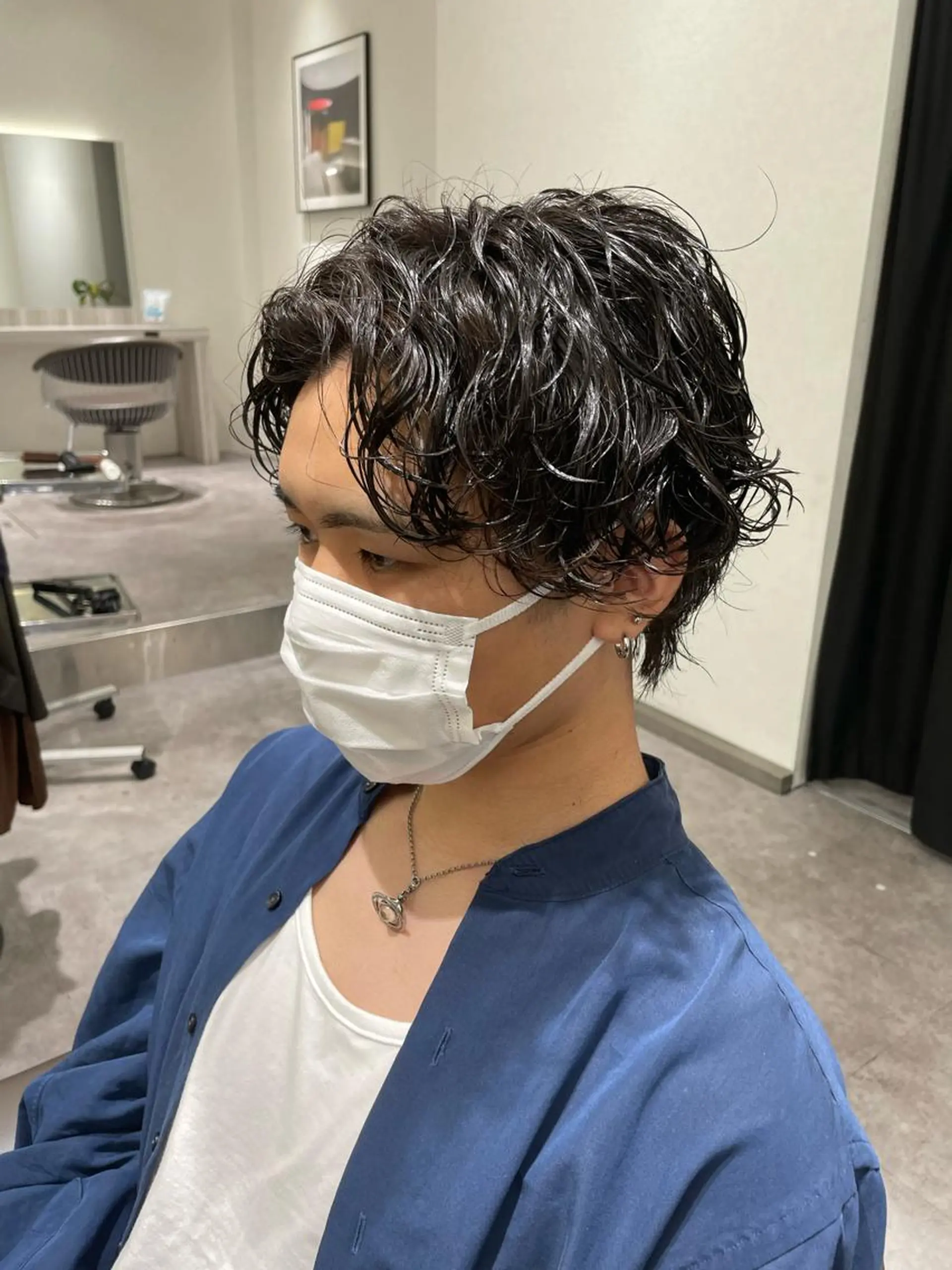 ショート パーマ メンズ カット パーマ メンズ特化店長✨ 9/13空◎岡本一真のヘアスタイル
