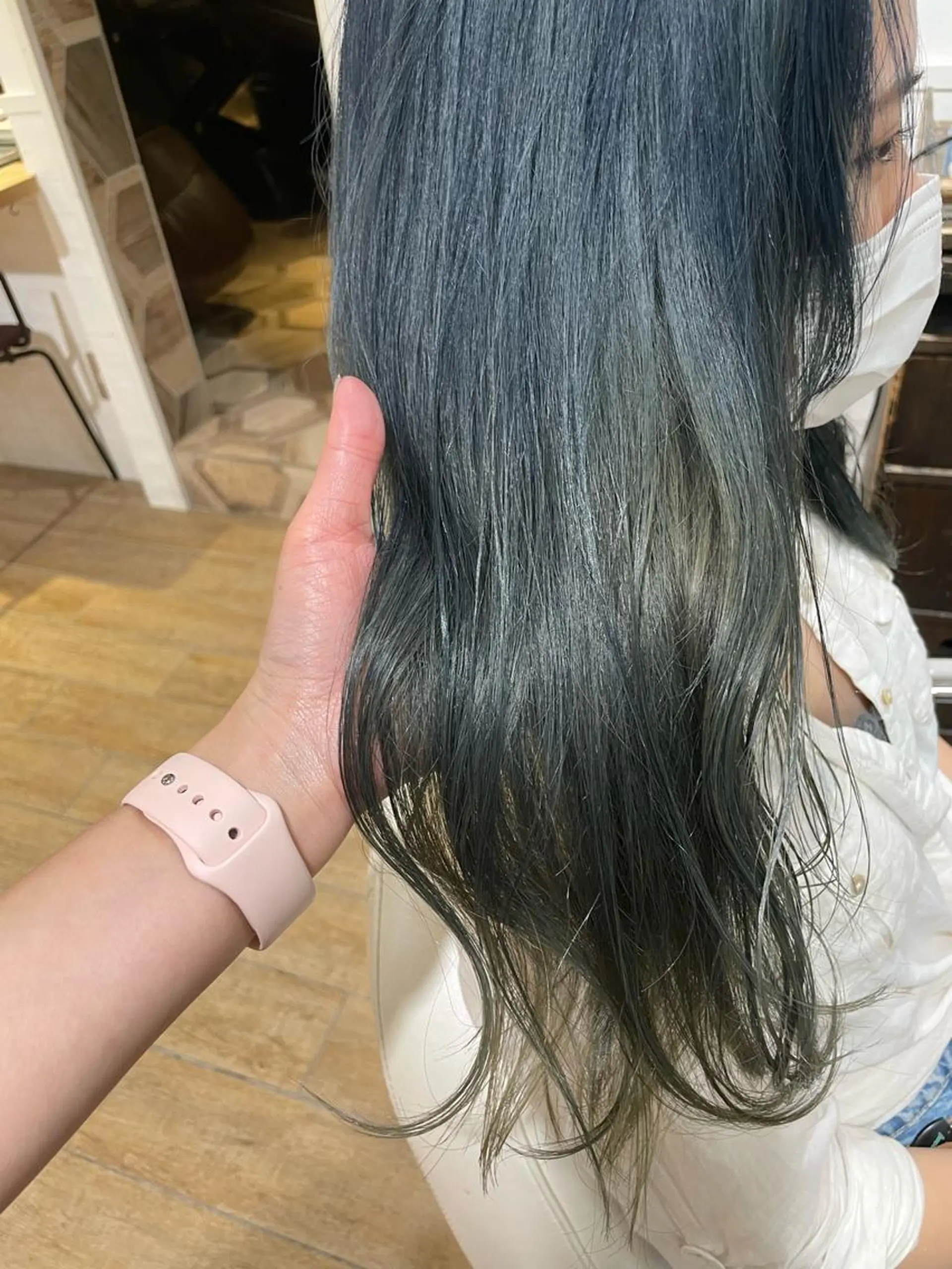 ロング カラー ブルーカラー ブルーグレー ダブルカラー ヘアカラー ✨カラー支持No.1 🧸ワキ カナコ🧸のヘアスタイル