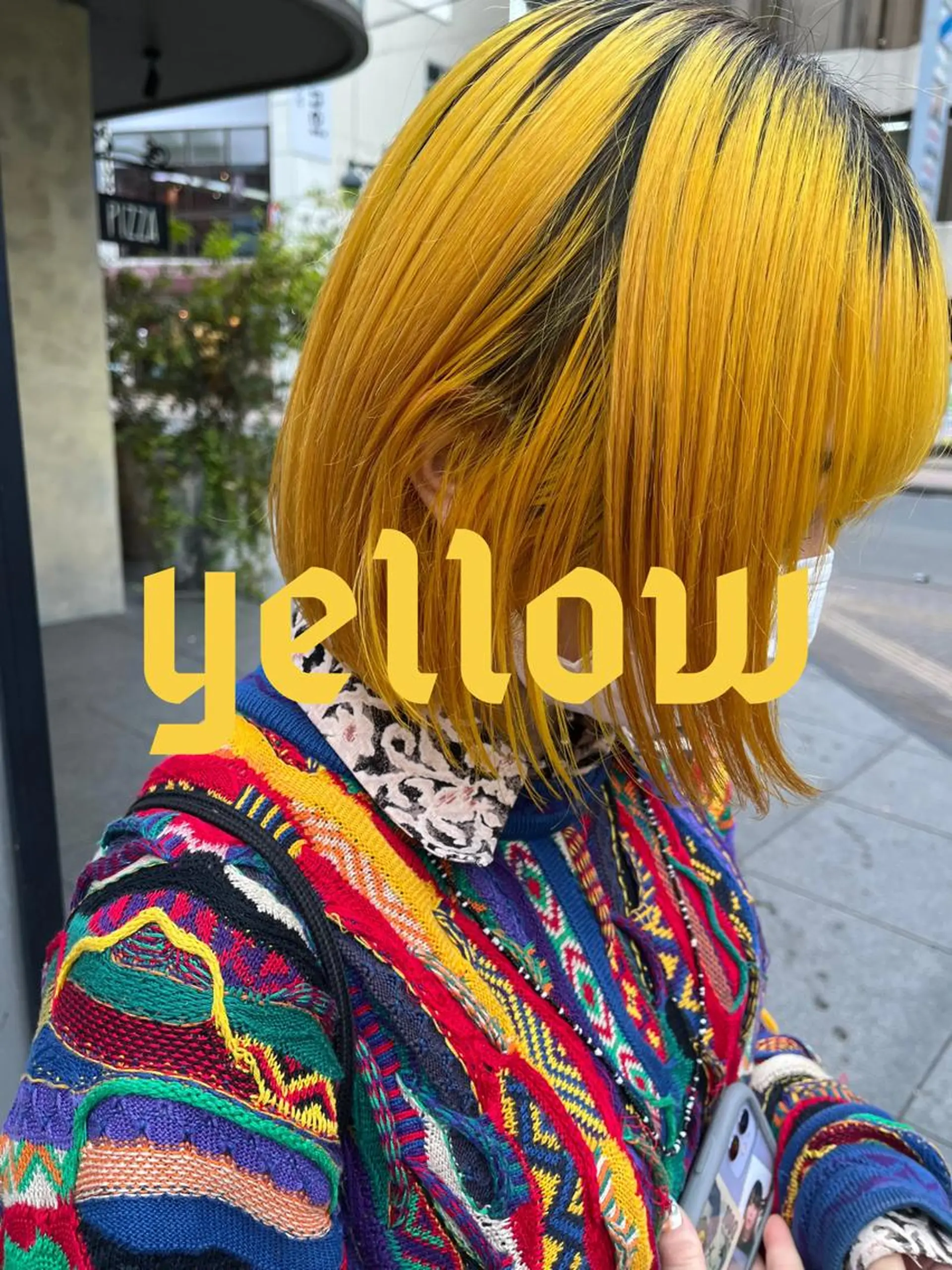 ミディアム カラー ブリーチ ブロンド ブルーカラー デザインカラー ハイライトカラー 🥇メンズパーマ /縮毛矯正/木村神心のヘアスタイル