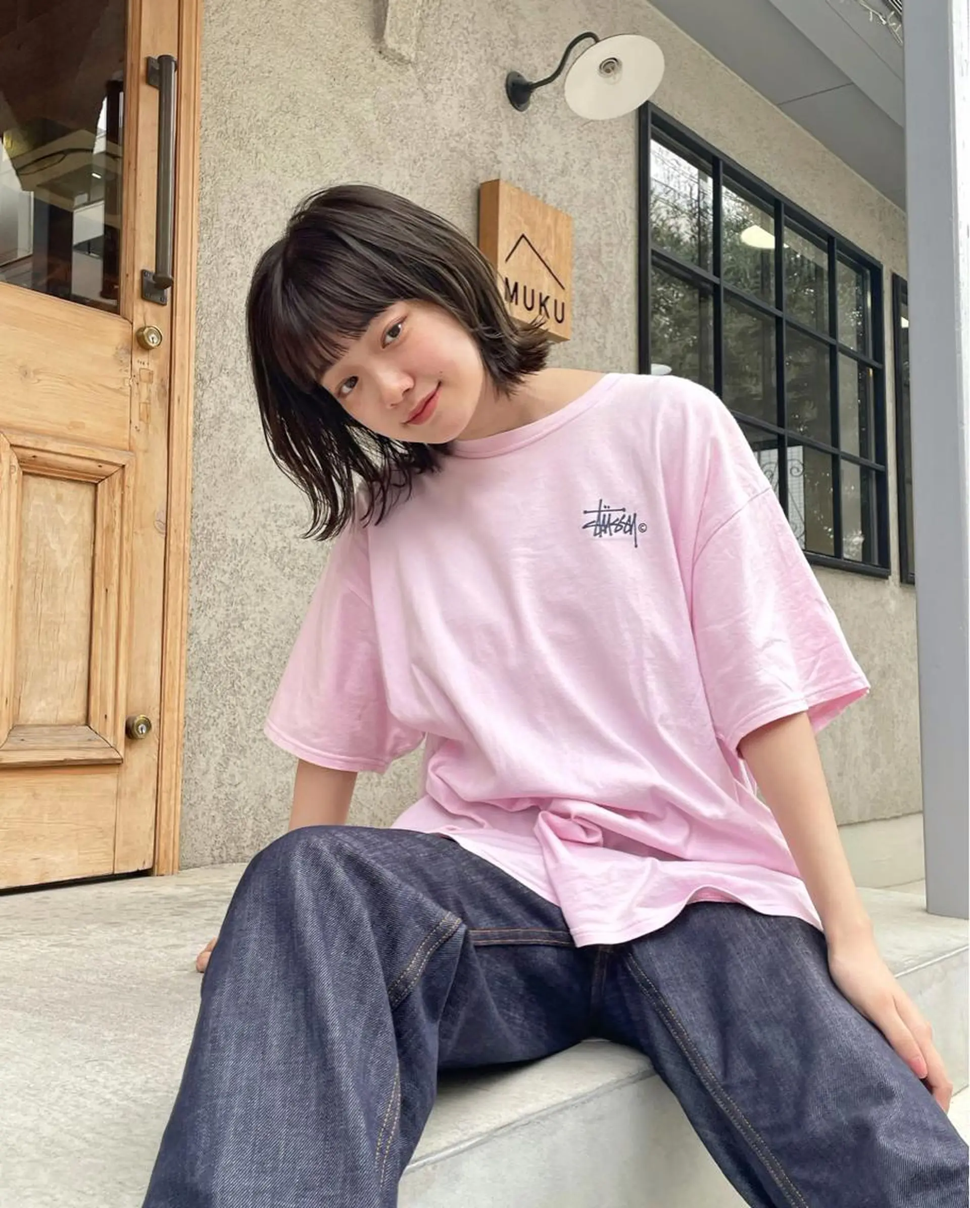 ミディアム ボブレイヤー ボブ 顔周りカット レイヤーカット 外ハネヘア 野間 祐哉のヘアスタイル