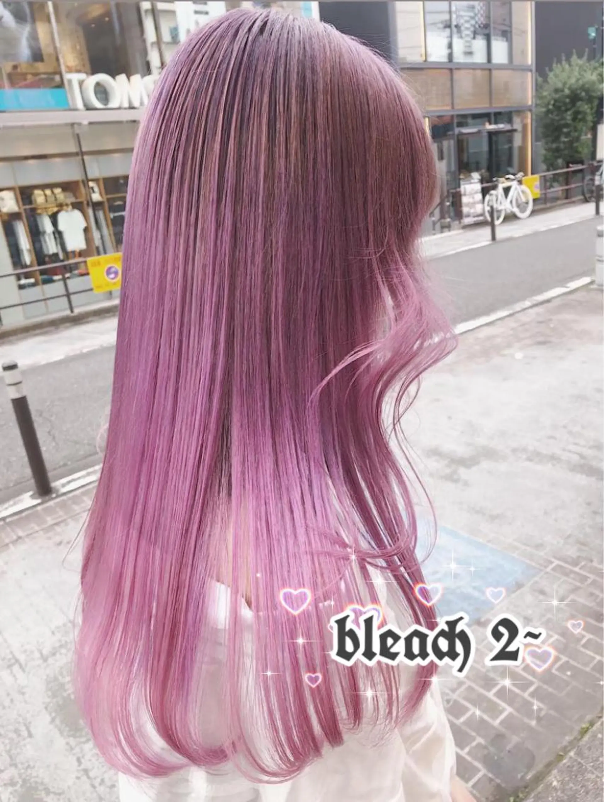 ロング アッシュ アッシュグレー アッシュグレージュ ミストバング ピンクブラウン ハイトーン×エクステ 💞くるみのヘアスタイル