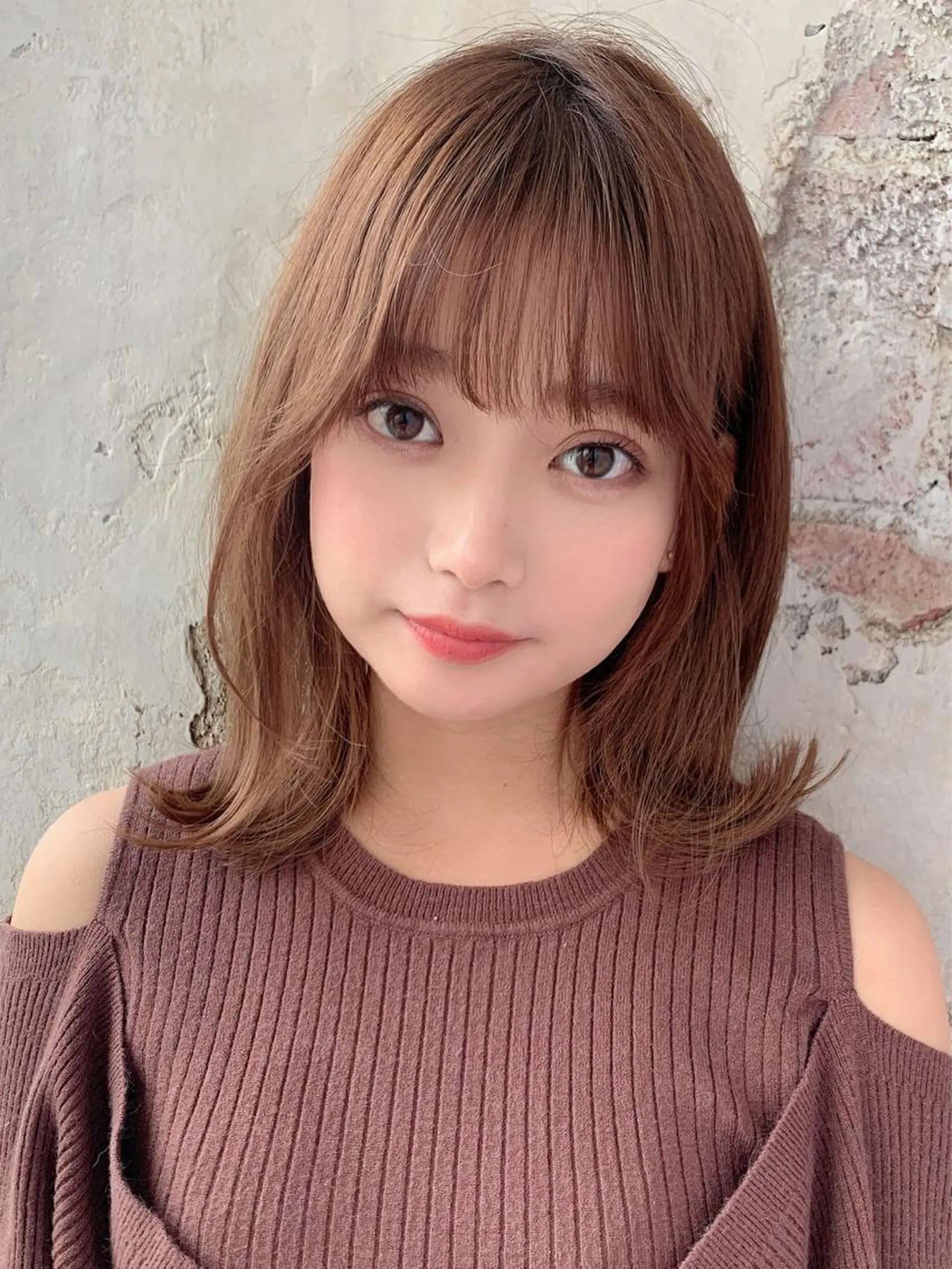 ミディアム カラー ベージュカラー ブラウンカラー くびれヘア 髪質改善 縮毛矯正 カット ヘアカラー トリートメント 🧡くびれヘア/前髪 顔周り🧡久原結衣のヘアスタイル