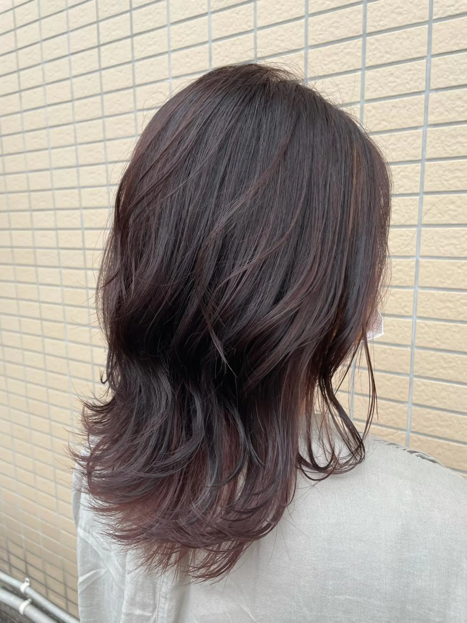 ミディアム アッシュ アッシュグレー ミストバング パープルカラー 髪質改善 ヘアカラー 吉川 舞雪のマツエク・マツパデザイン