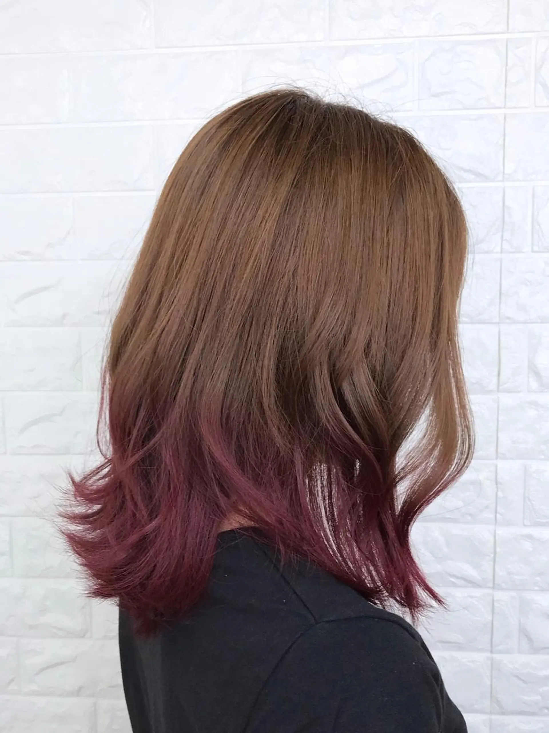 セミロング カラー ベージュカラー デザインカラー イルミナカラー レッドカラー エイジングケア特化 美容師✂️山崎竜二のヘアスタイル