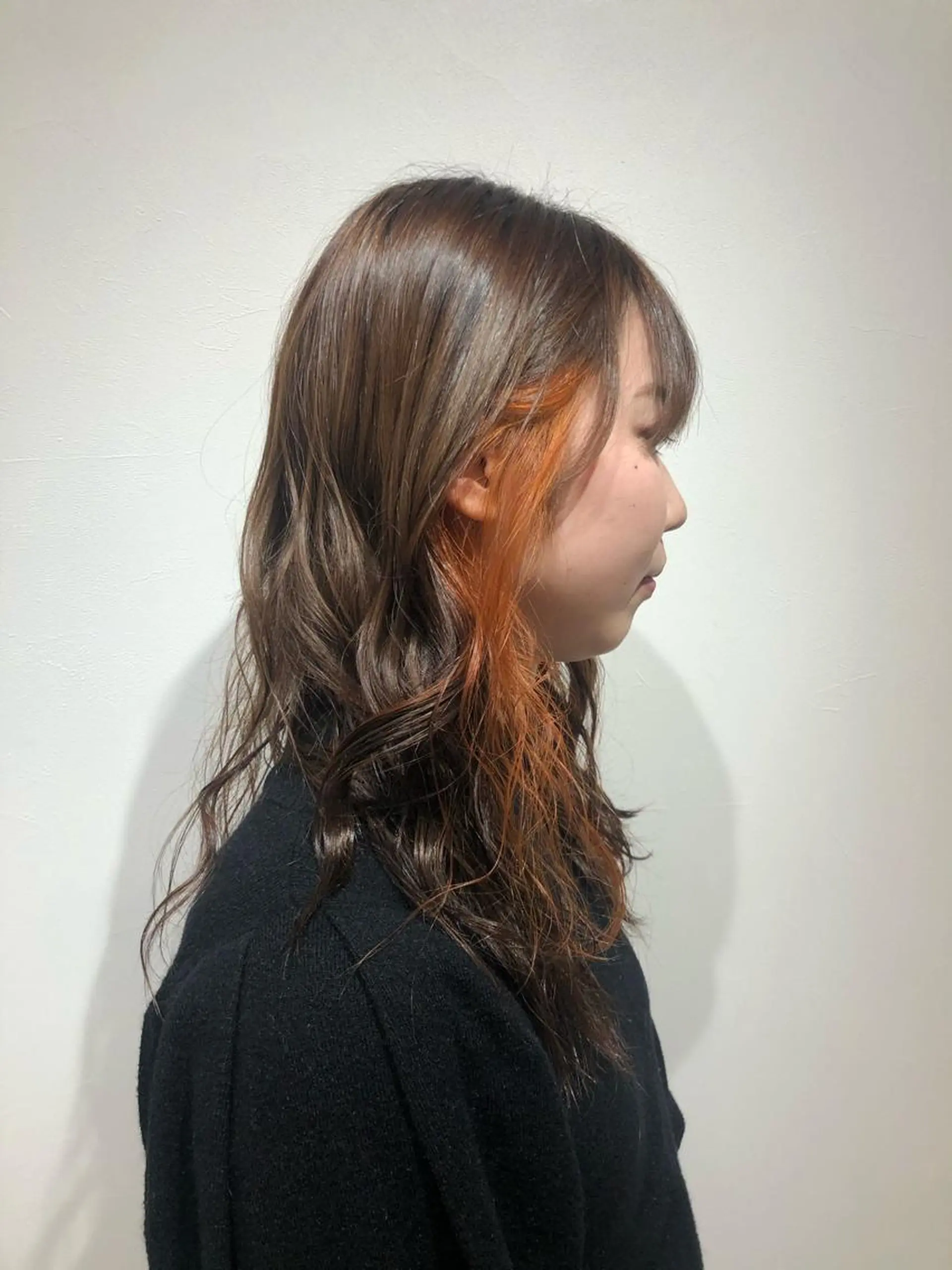 ロング カラー ベージュカラー イヤリングカラー ハイライトカラー オレンジ ハイライト ヘアカラー Warmcolors 🎀Reonaのヘアスタイル