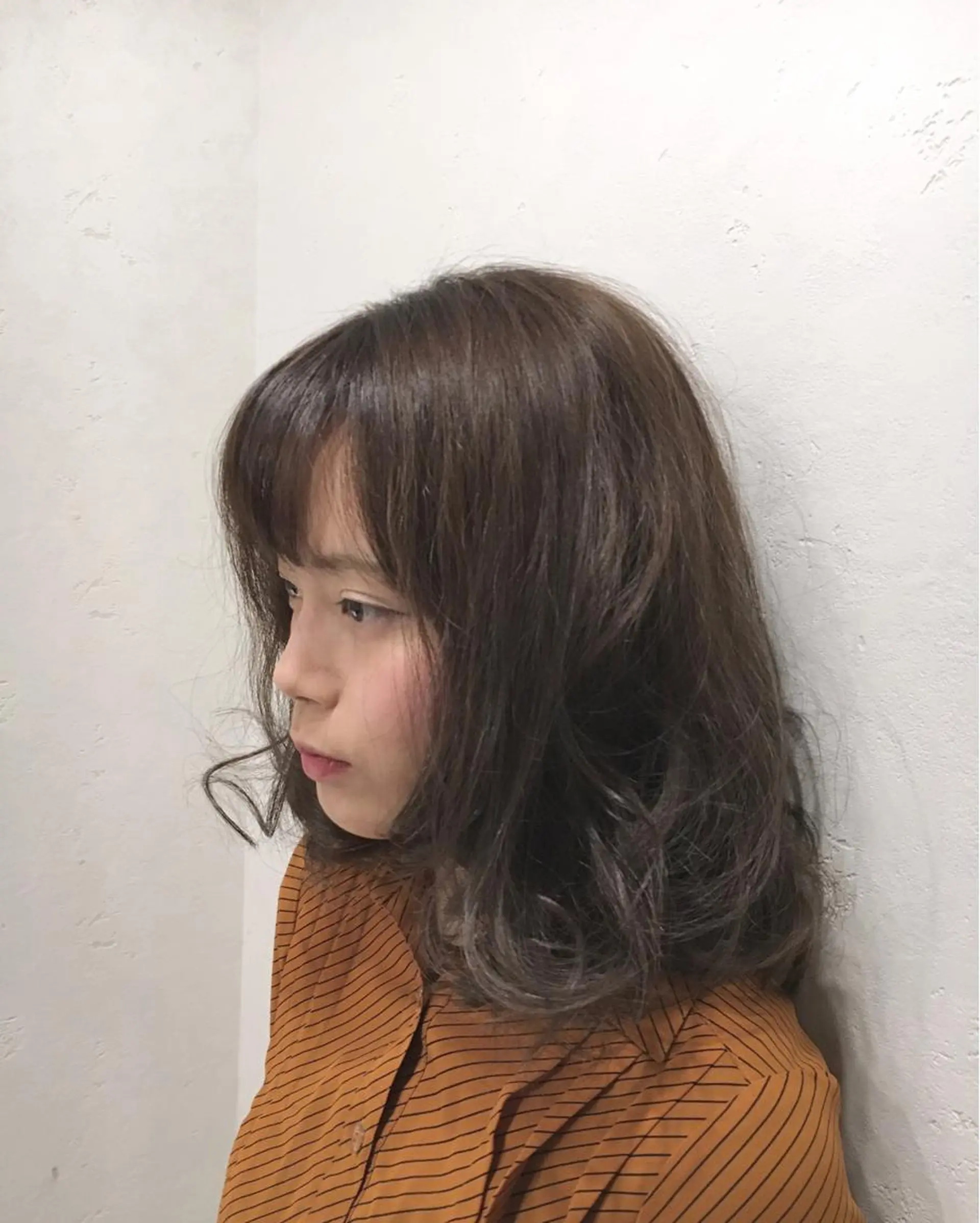 ミディアム カラー アディクシーカラー 透明感カラー ダークグレー ダークグレージュ グレージュ JIL BLAN 京都のヘアスタイル