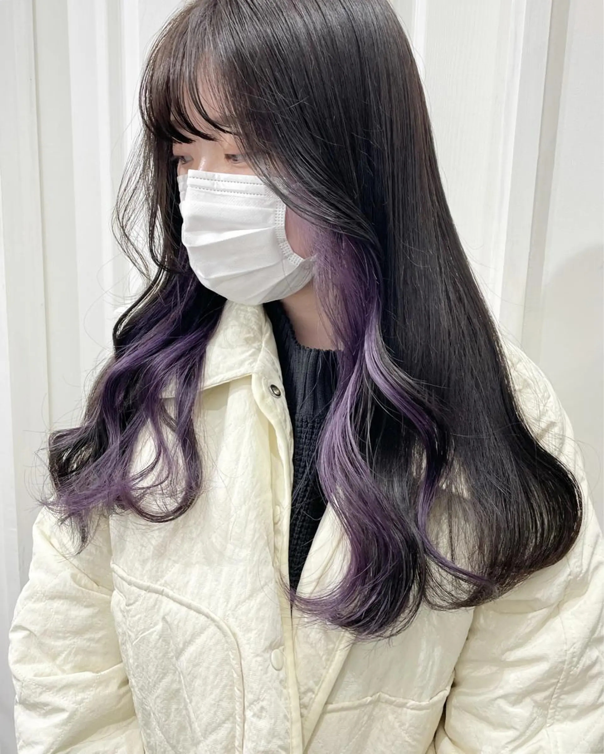 セミロング カラー ヘアアレンジ カット ヘアカラー トリートメント ヘアセット ニュアンスハイトーン 🌙サイダサキのヘアスタイル