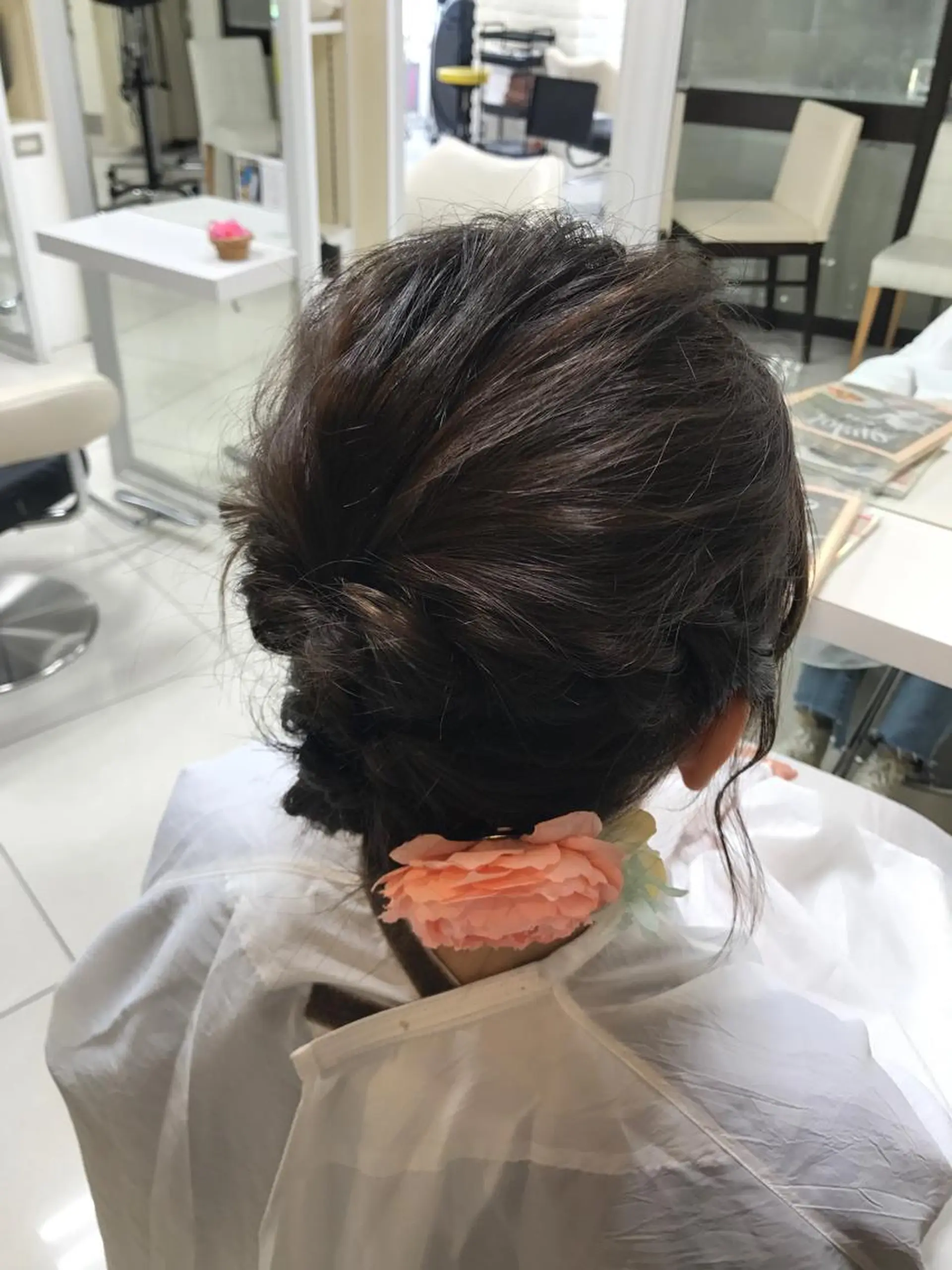 セミロング ヘアアレンジ 浴衣 ヘアセット 【暖色カラー特化】 中山由梨のヘアスタイル