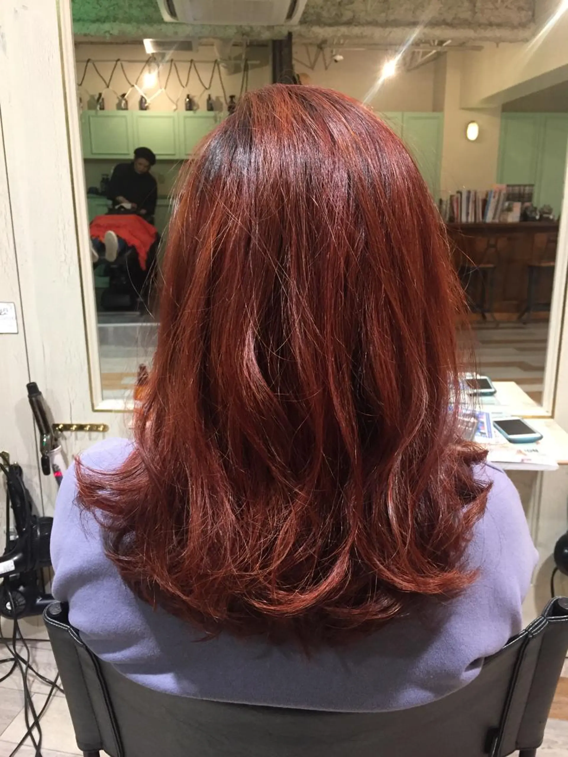 セミロング カラー ハイトーンカラー レッドカラー カット ヘアカラー トリートメント ヘッドスパ TOPstylist ✂️フセケイタ✂️のヘアスタイル
