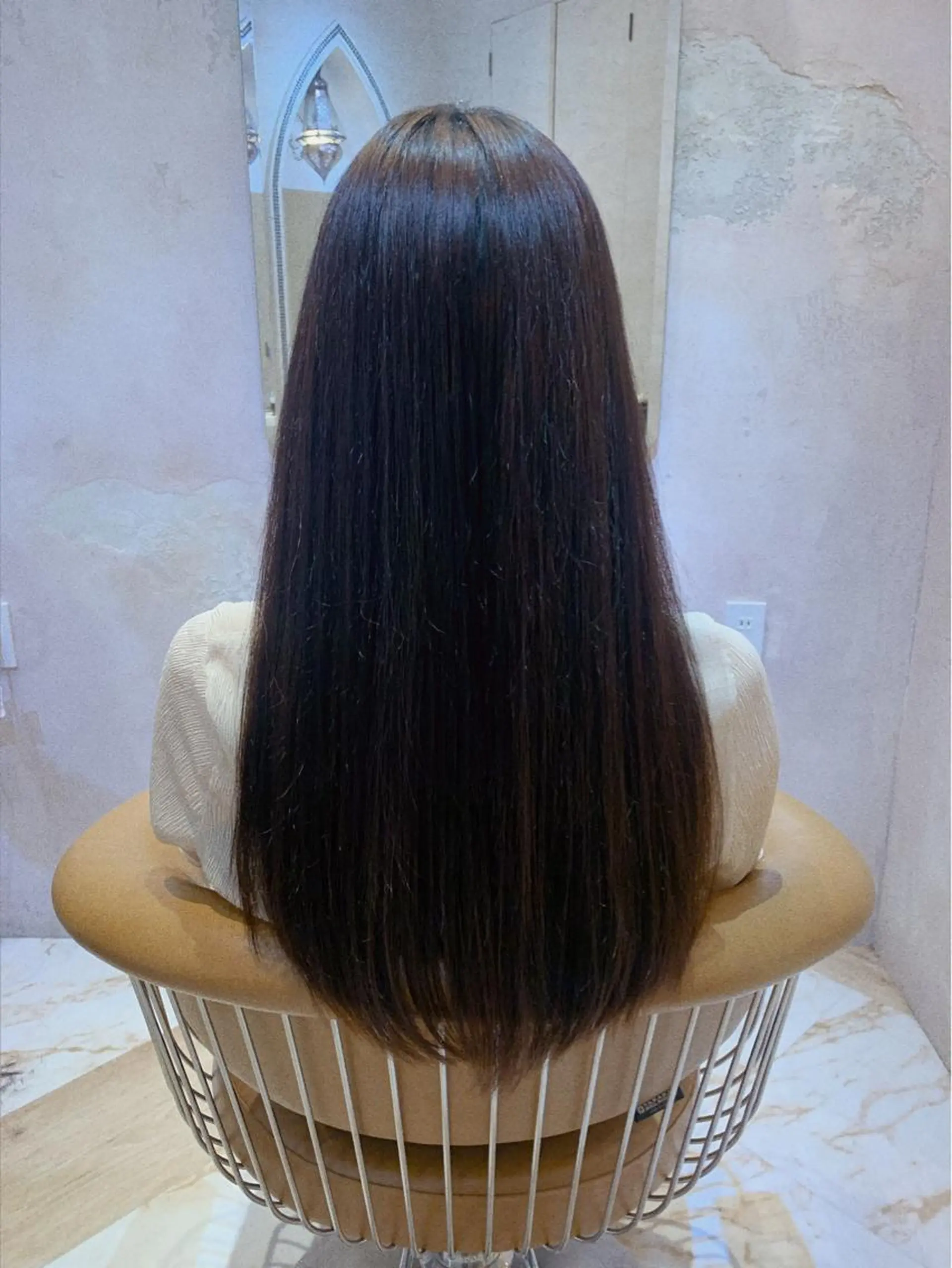 ロング 縮毛矯正 トリートメント 川井麻由🎀アイドル 量産🎀ピンクカラーのヘアスタイル