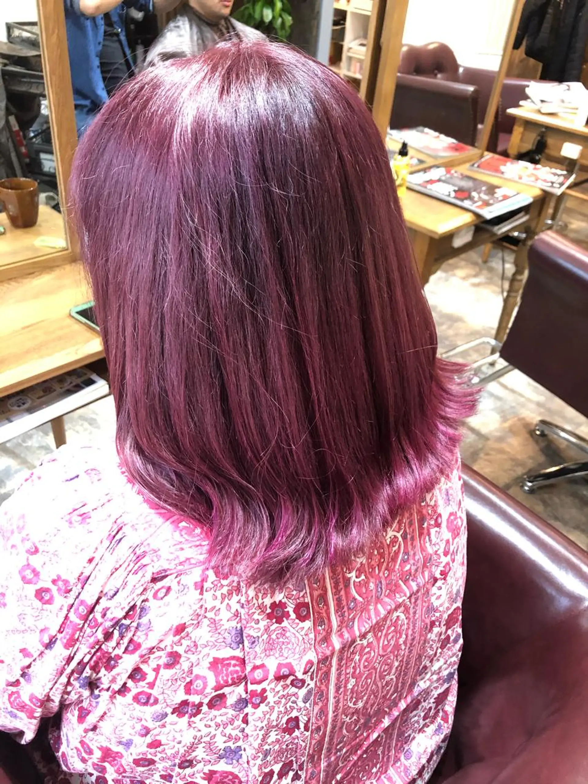 ミディアム カラー ピンクカラー ヘアカラー トリートメント みやもと☆ まなみのヘアスタイル