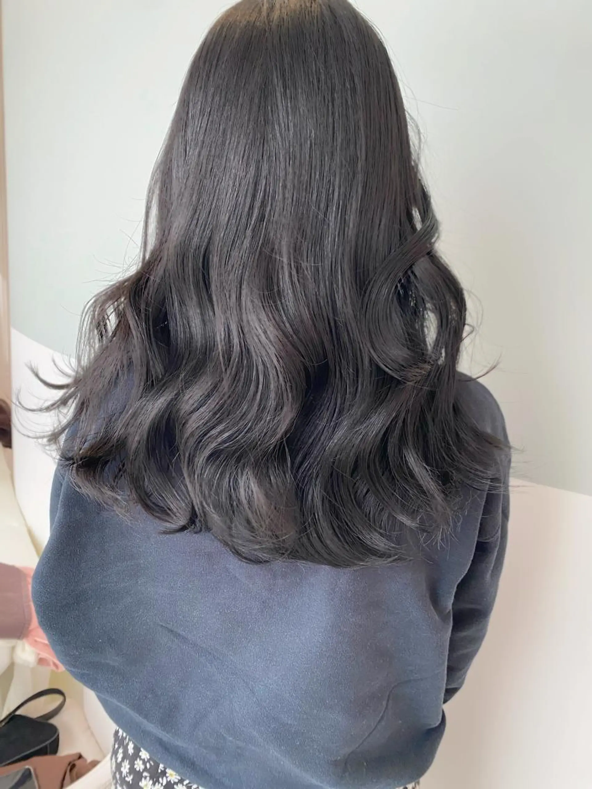 ロング カラー 黒髪 ブルーカラー ブルーブラック matsuzawa mihoのヘアスタイル