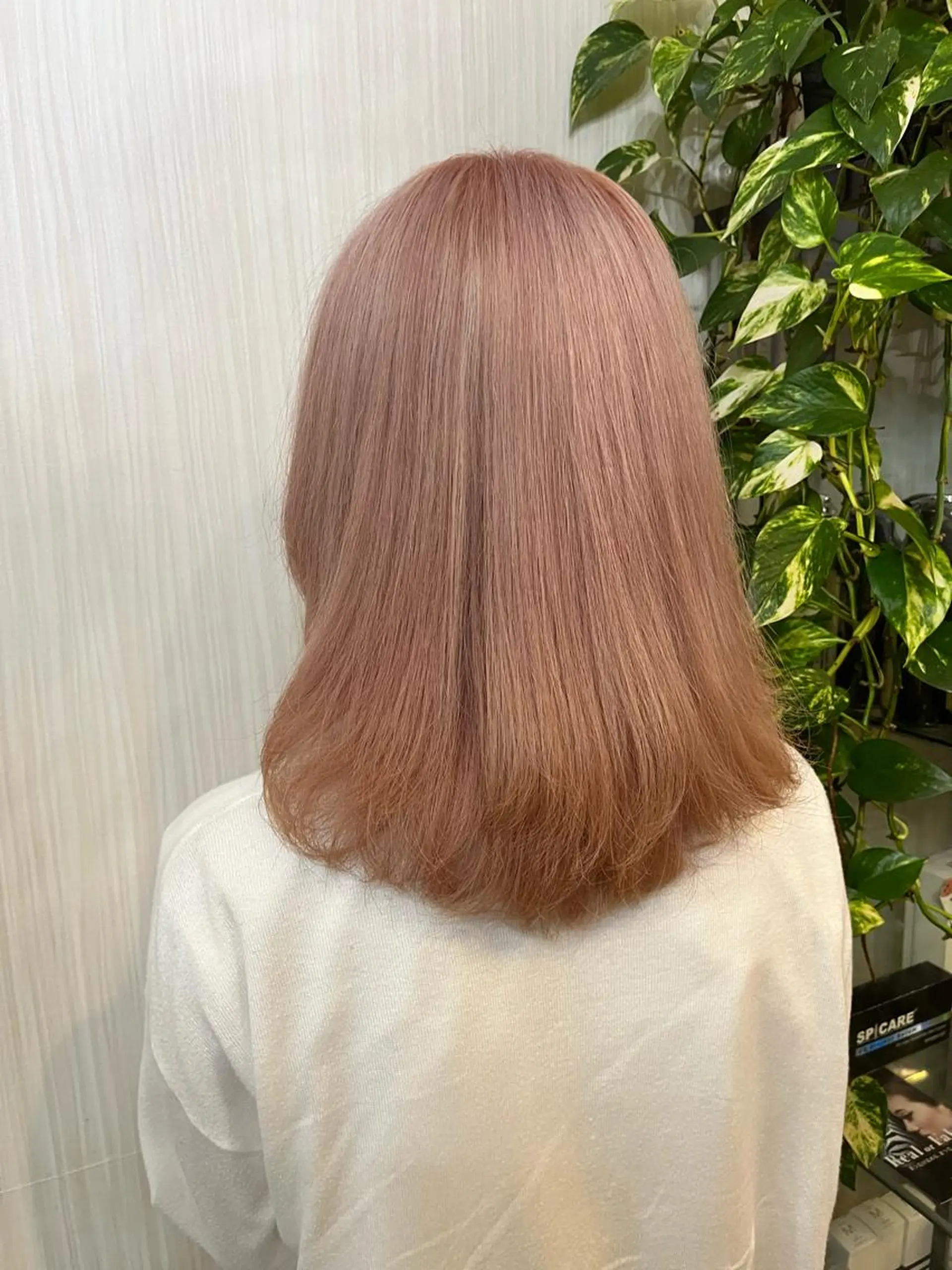 セミロング カラー ヘアアレンジ ベージュカラー ブリーチ 透明感カラー オレンジ オレンジベージュ きむえり/セット/ 髪質改善/カラーのヘアスタイル
