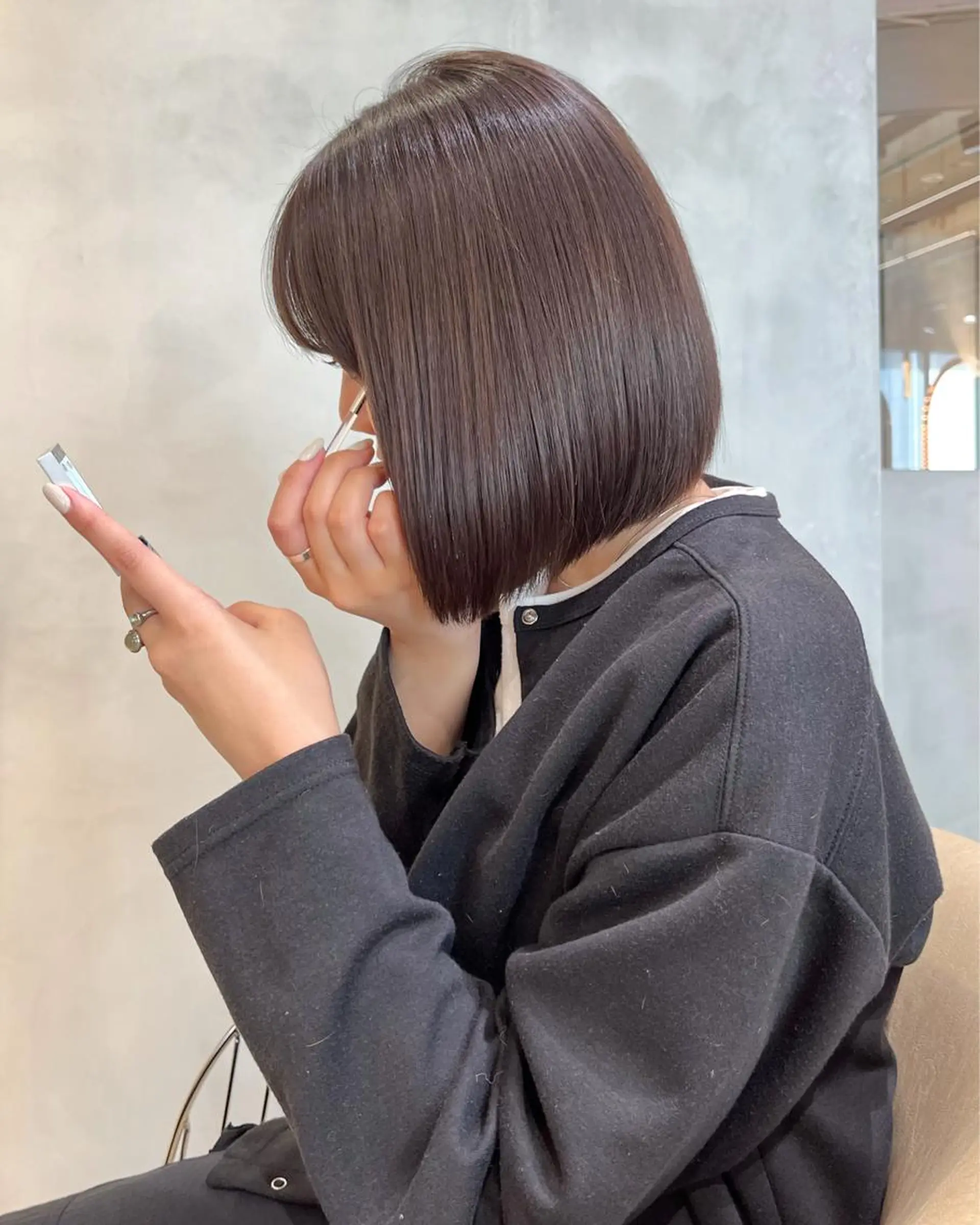 ミディアム ボブ 縮毛矯正 トリートメント 縮毛矯正 ✨艶髪🍒ナチュラル な縮毛矯正🍊Noaのヘアスタイル