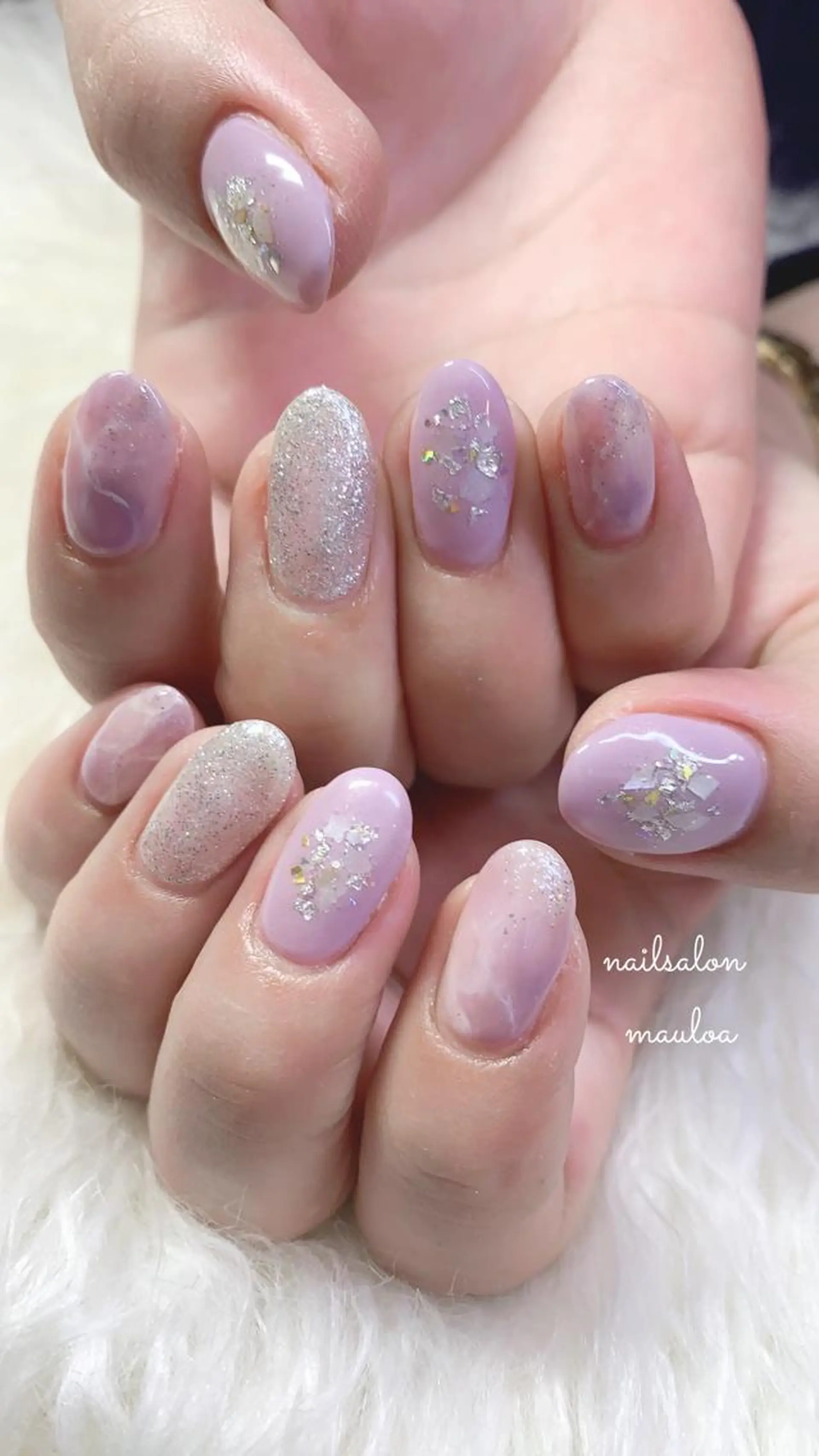 ネイル 大理石ネイル(マーブル) ニュアンスネイル パープル pipi..所属・pipi ..のネイルデザイン