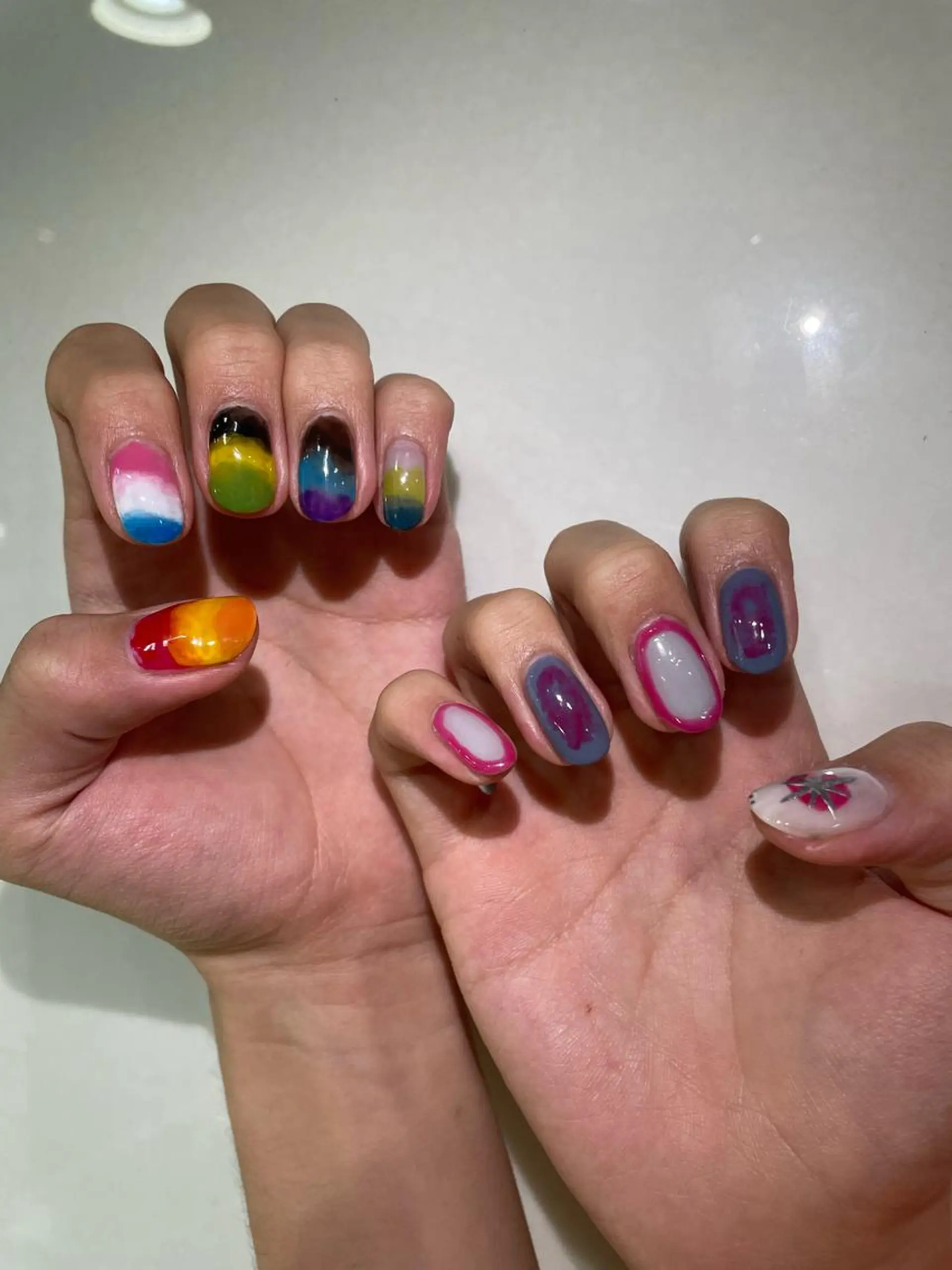 メンズ ネイル メンズハイトーン メンズパーマ 学生(メンズ向け) メンズネイル ハンドネイル メンズ/艶髪/カラー サクラ🌸のヘアスタイル