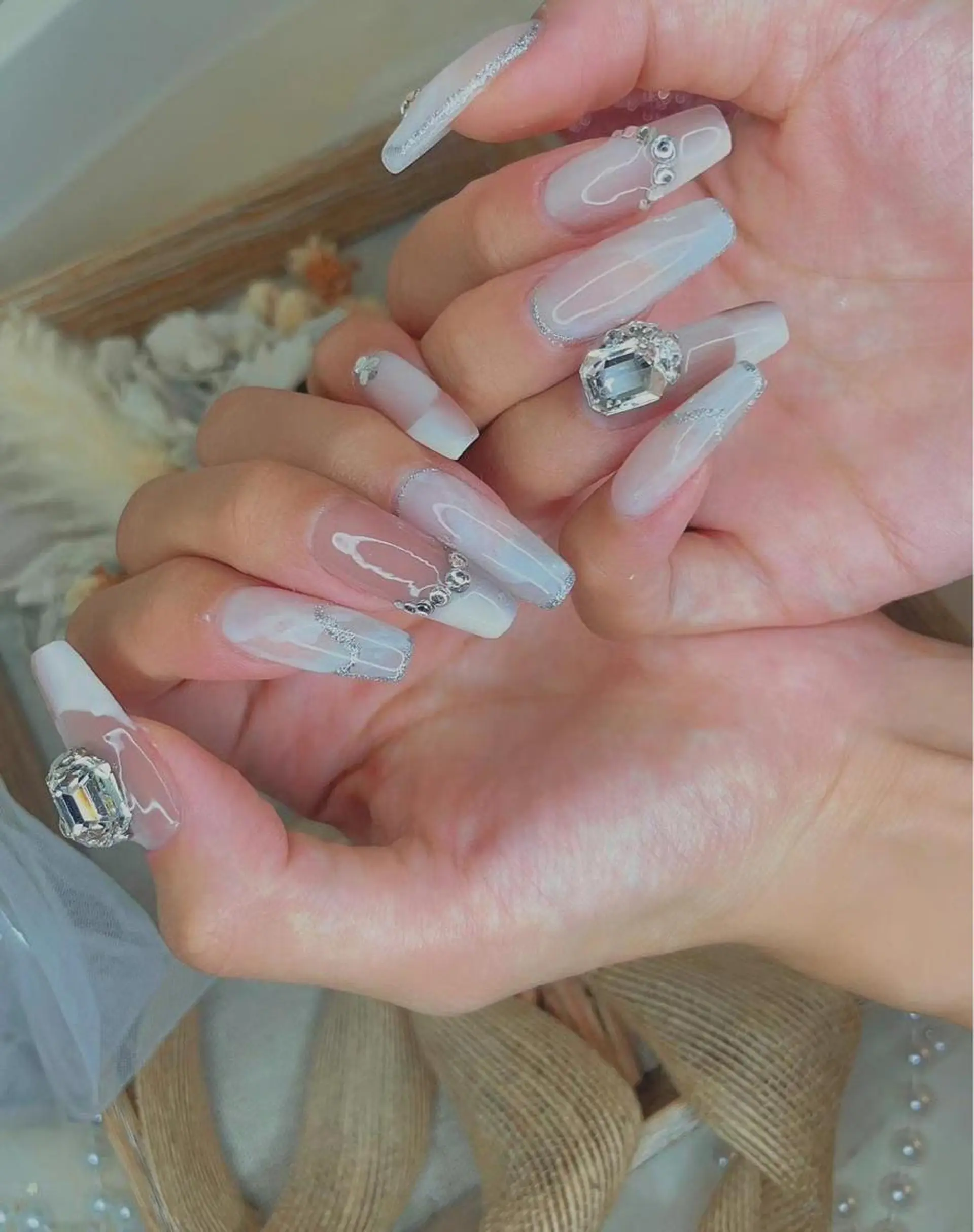 ネイル アートネイル フレンチネイル 大理石ネイル(マーブル) Babarla Nailのネイルデザイン