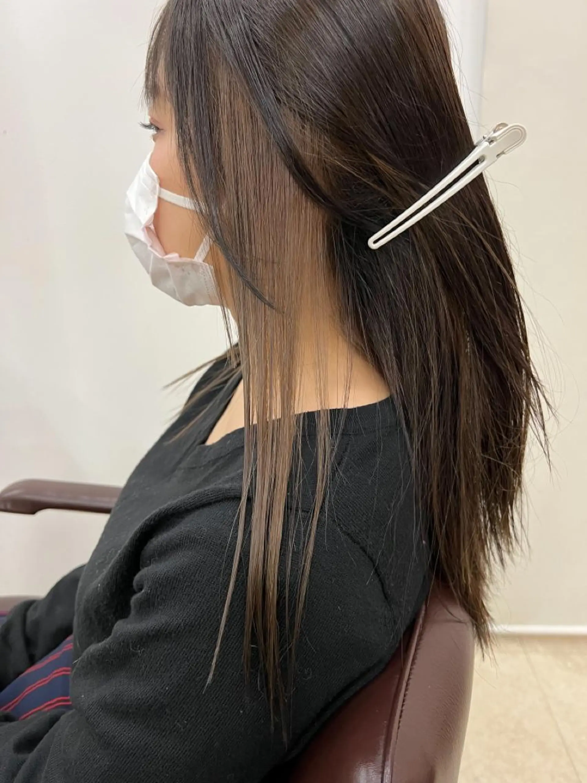 ロング カラー インナーカラー 縮毛矯正 リルウヘアー 天王寺のヘアスタイル