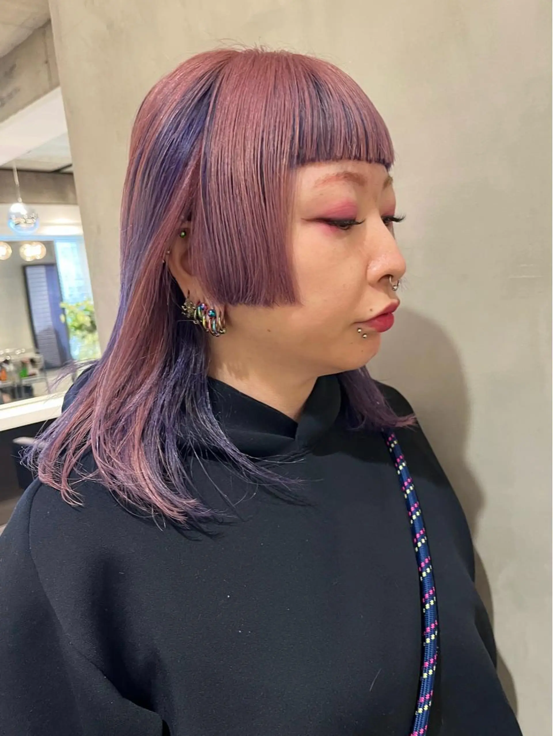 ミディアム カラー ピンクカラー パープルカラー 暖色🍒姫カット🎀 オタク特化🎀ゆうなのヘアスタイル