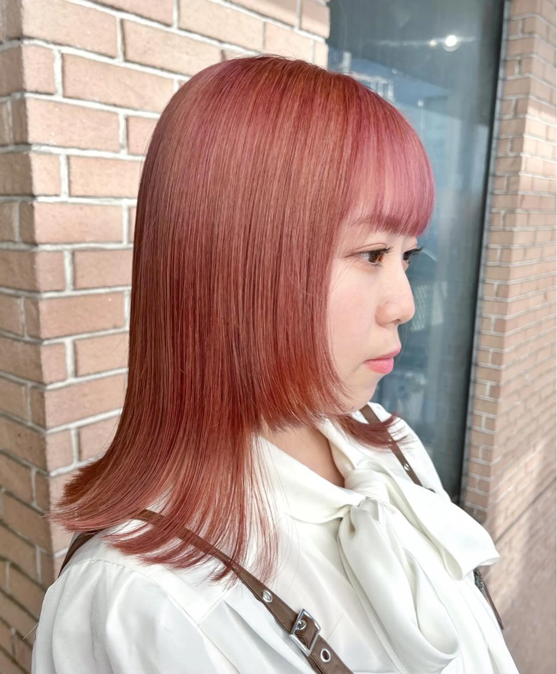 セミロング カラー ヘアアレンジ ブリーチ ヘアカラー ピンクカラー🩷 ヘアセットＮＯ.1のヘアスタイル