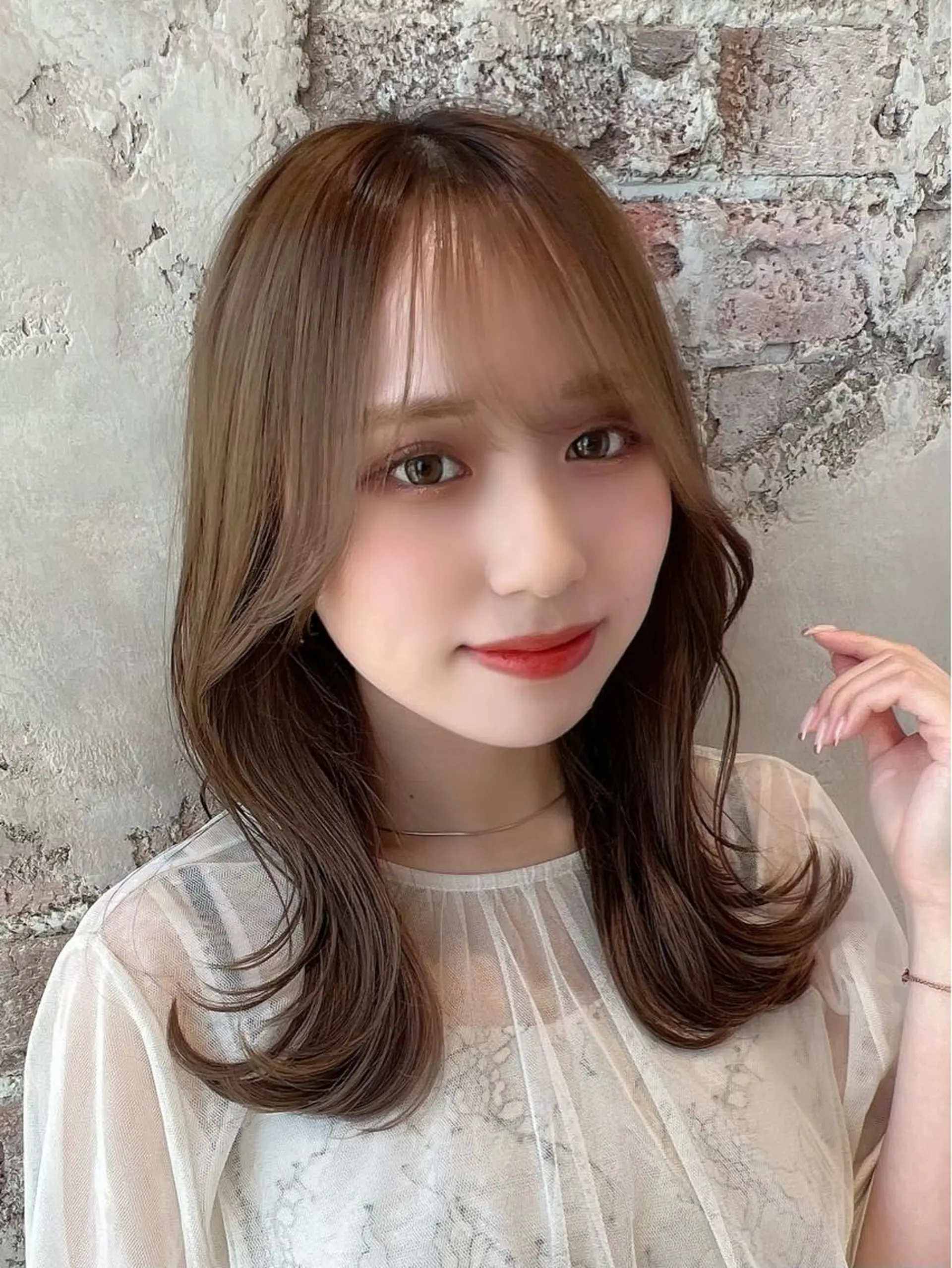 セミロング カラー ベージュカラー ブラウンカラー くびれヘア 髪質改善 カット ヘアカラー トリートメント 🧡くびれヘア/前髪 顔周り🧡久原結衣のヘアスタイル