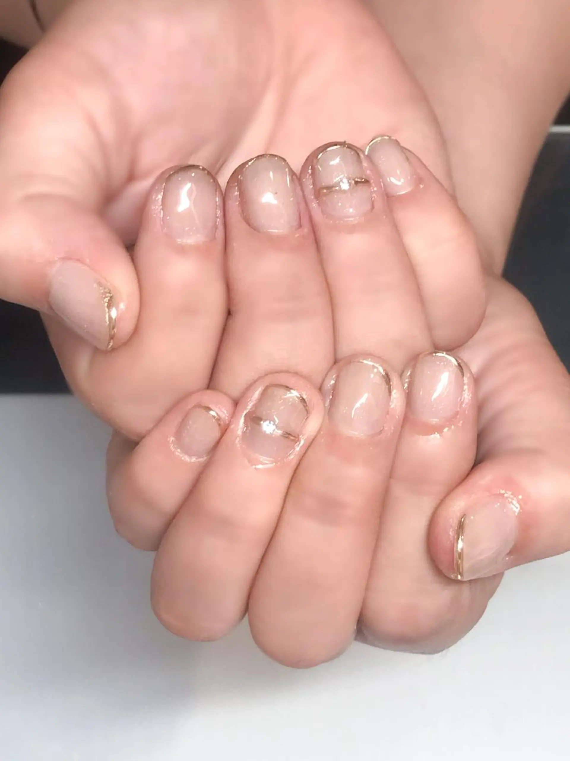 ネイル フレンチネイル ジェルネイル ゴールド シンプルネイル Nyanco Nailのネイルデザイン