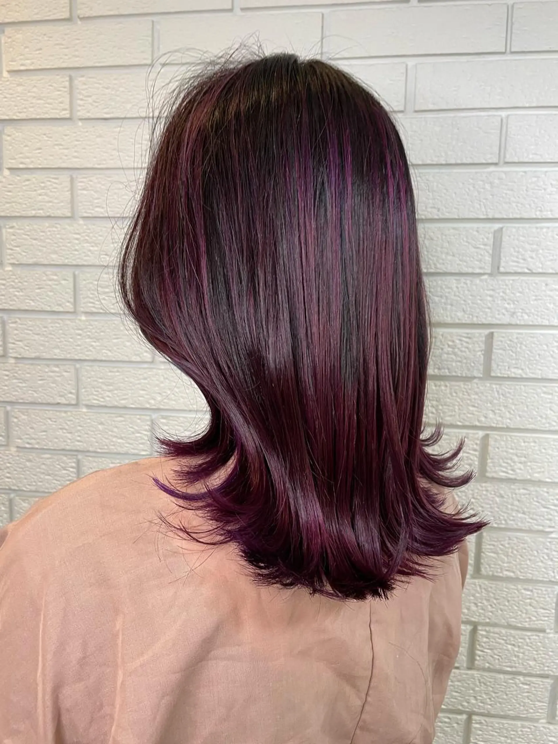 セミロング カラー ブリーチ ピンクカラー バイオレットカラー ヘアカラー ニュアンスデザイン✄ YOU♡のヘアスタイル
