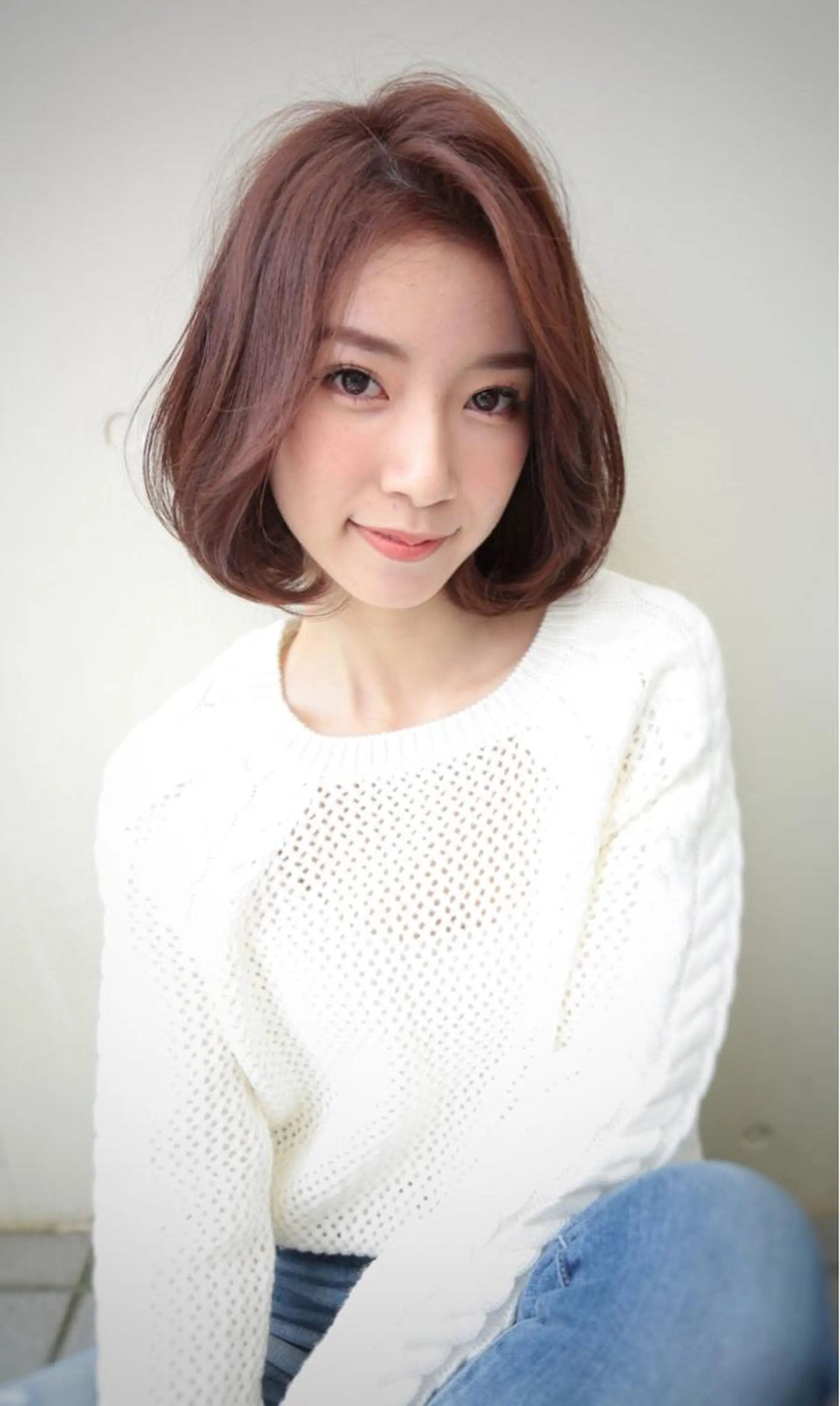 ミディアム 小顔カット コテ巻き風パーマ SHONOのヘアスタイル