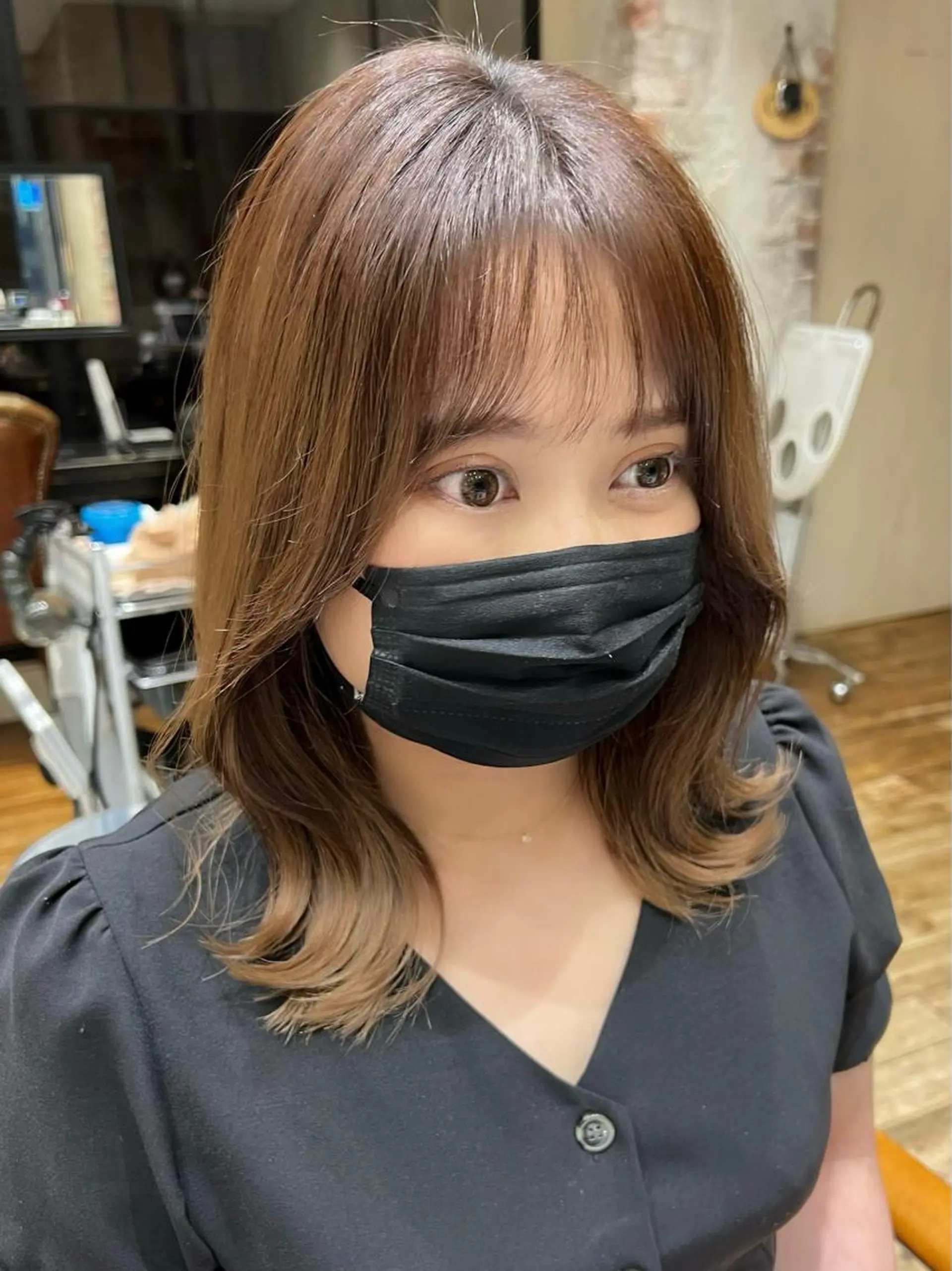 ミディアム ミディアムレイヤー くびれヘア レイヤーカット カット ヘアカラー トリートメント 🧡くびれヘア/前髪 顔周り🧡久原結衣のヘアスタイル