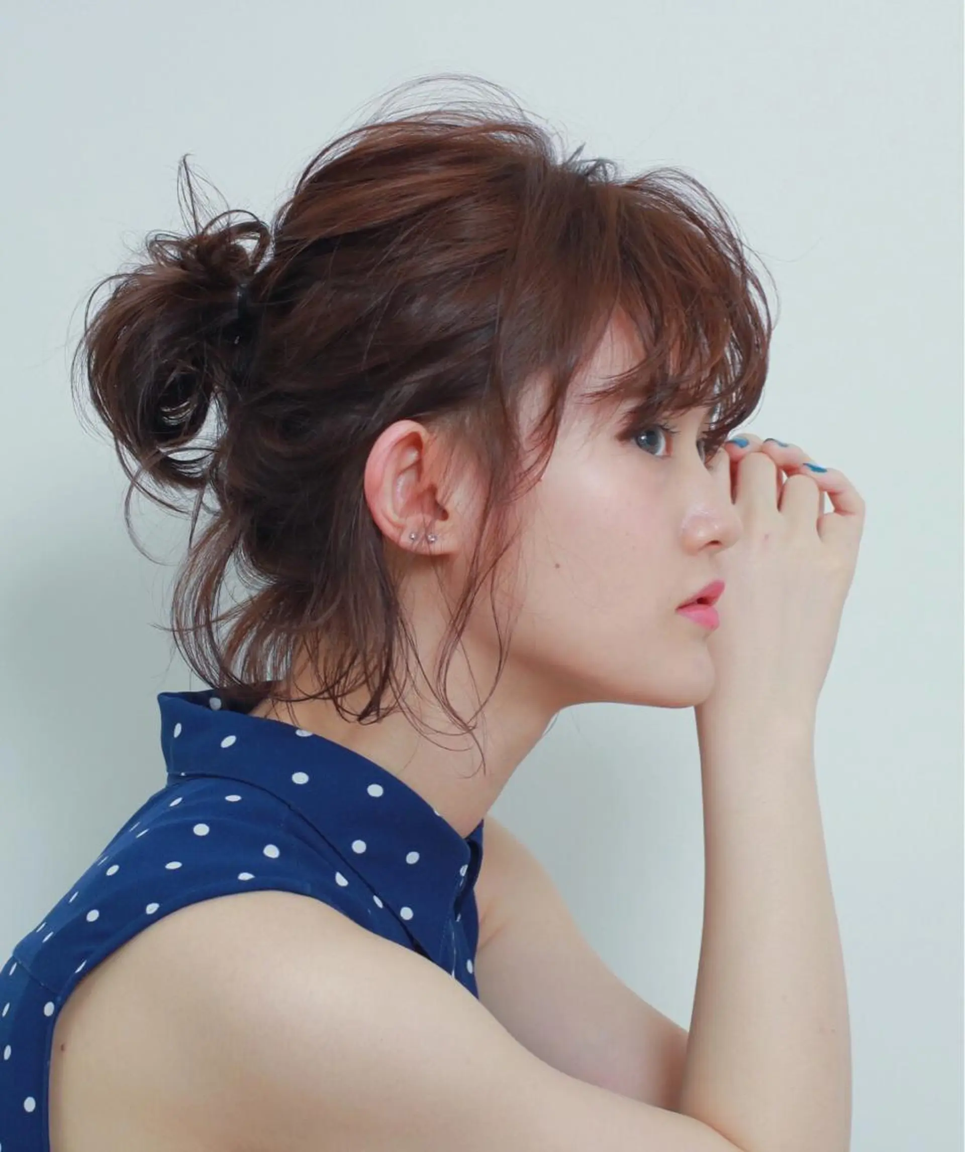 ミディアム カラー ヘアアレンジ お団子ヘア ベージュカラー tipi 香椎・千早のヘアスタイル