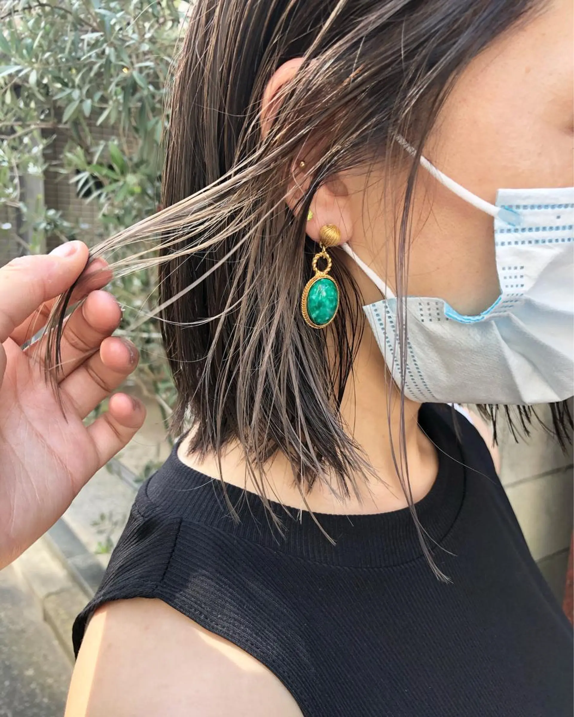ショート カラー イヤリングカラー 👩🏻ボブ/ 髪質改善ダブルカラーのヘアスタイル