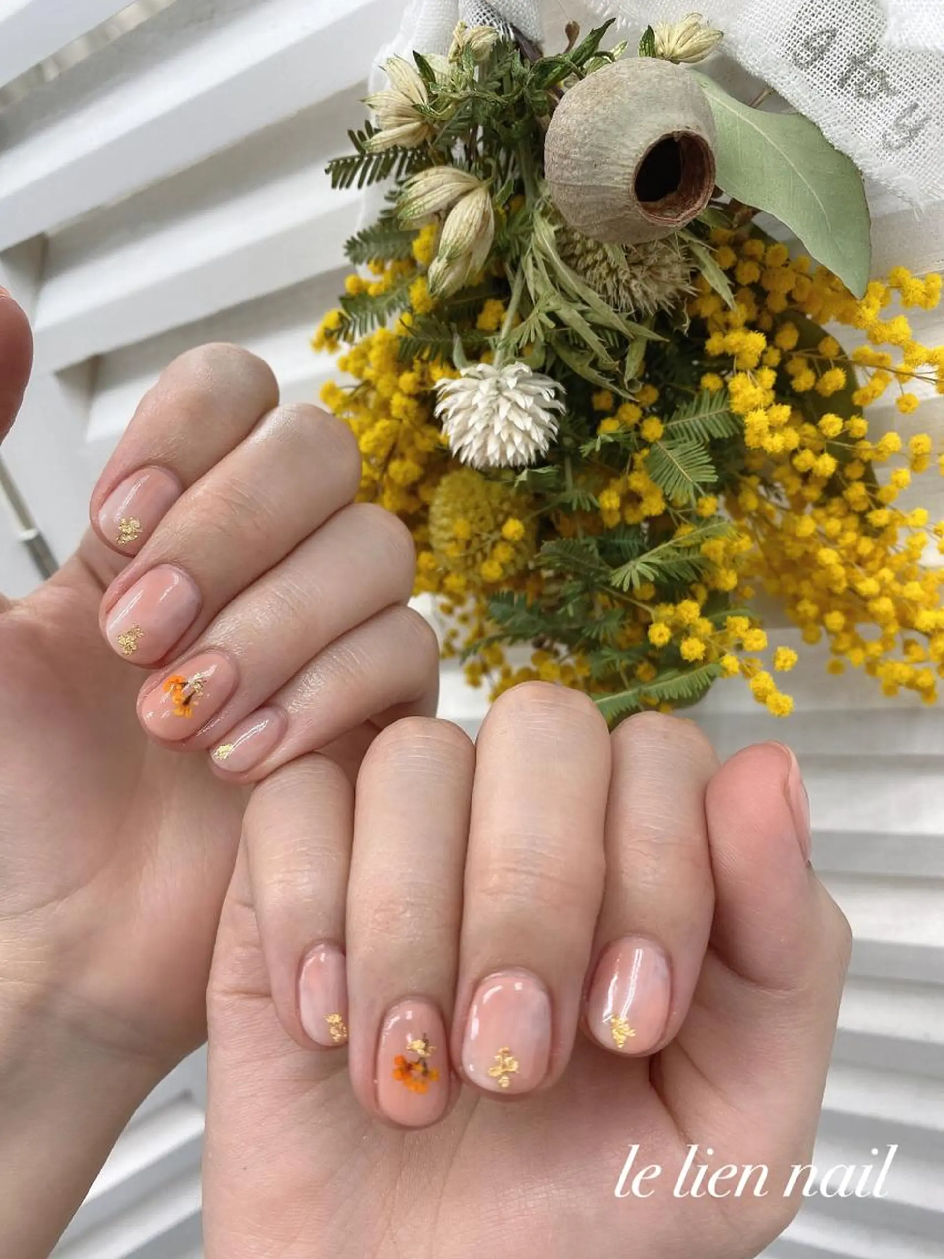 ネイル アートネイル オレンジ ハンドネイル le lien nailのネイルデザイン