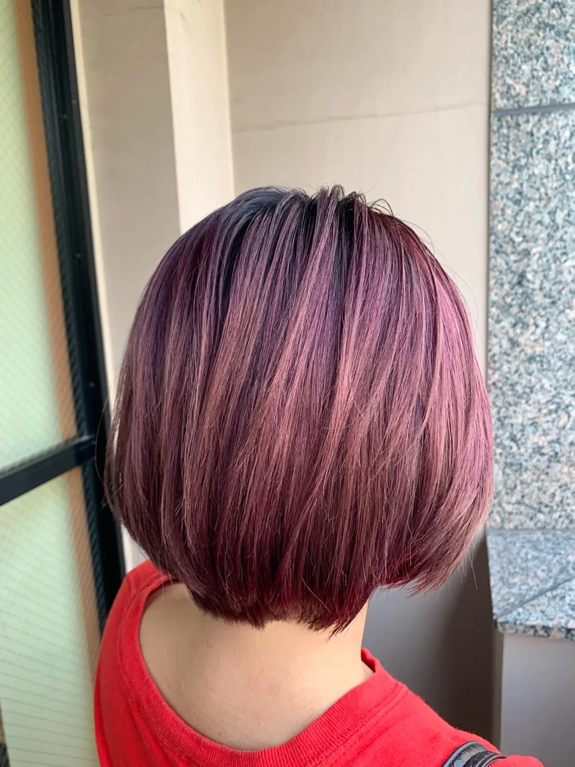 ショート カラー ピンクカラー ピンクパープル パープルカラー ヘアカラー yuri🌼 N°＋uta*天王寺のヘアスタイル