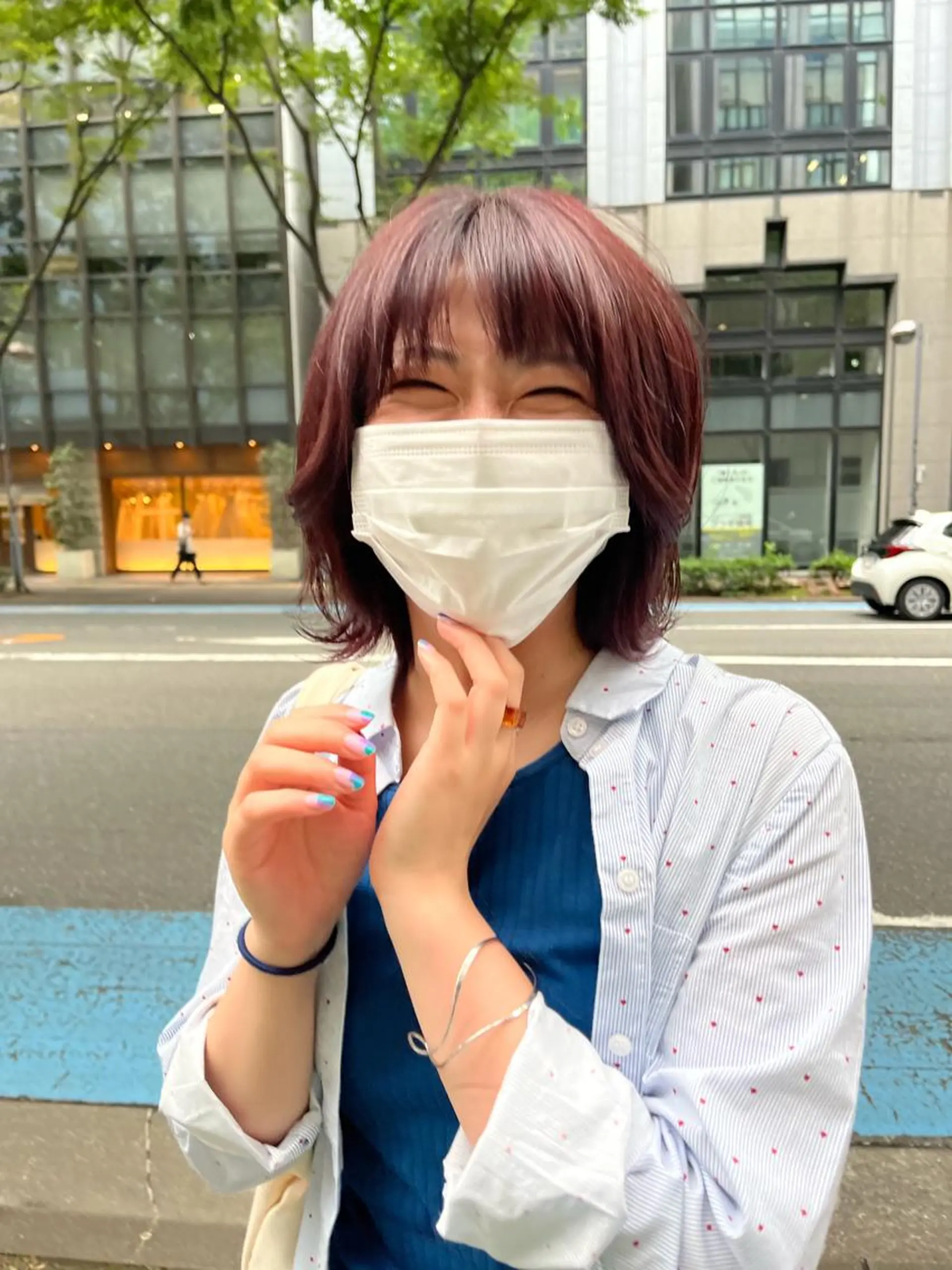 カラー ブリーチ ブリーチなしカラー カット ヘアカラー えんぐちとも／透明感 カラー／博多ボブのヘアスタイル