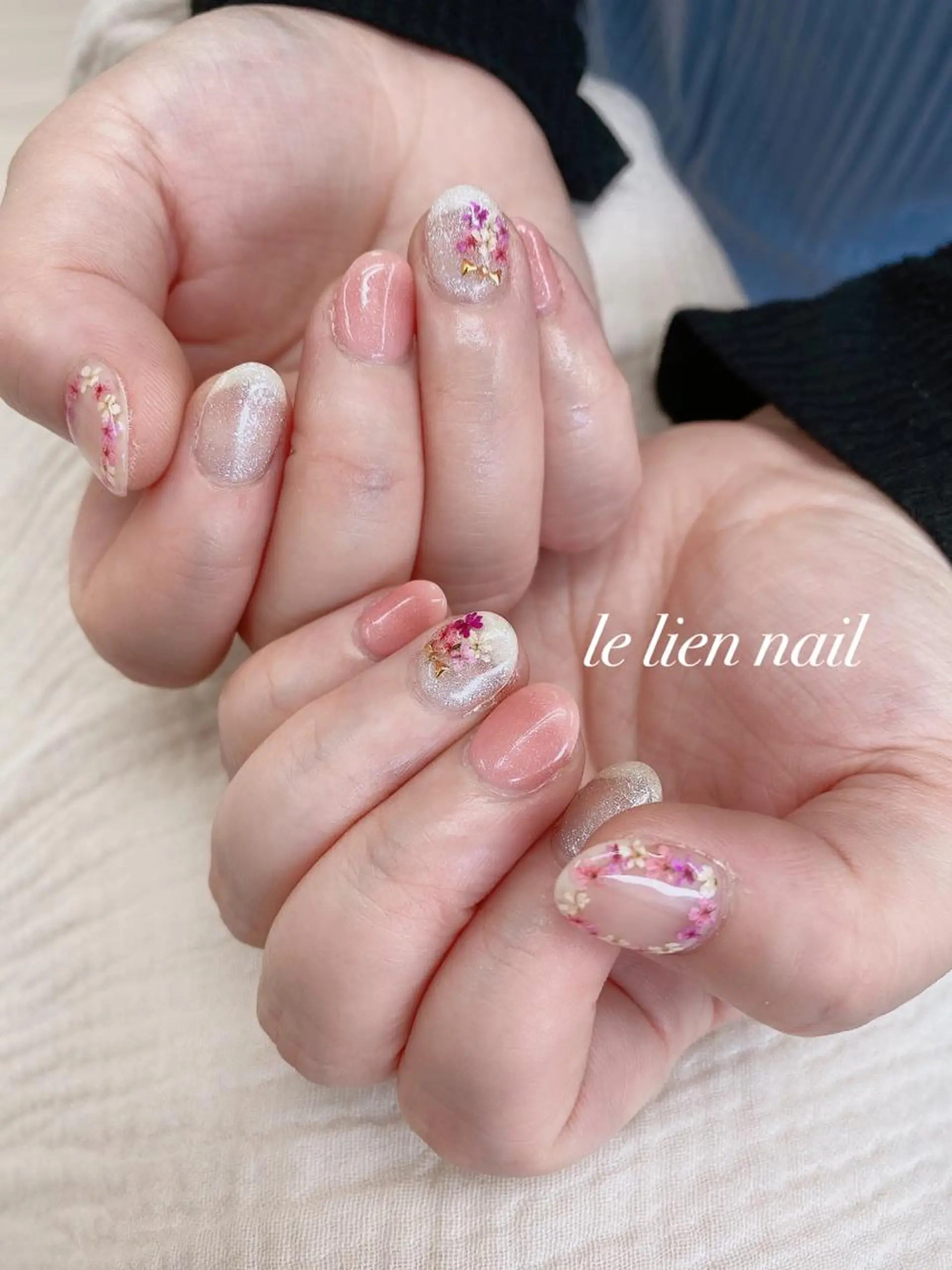 ネイル アートネイル ピンク ハンドネイル le lien nailのネイルデザイン