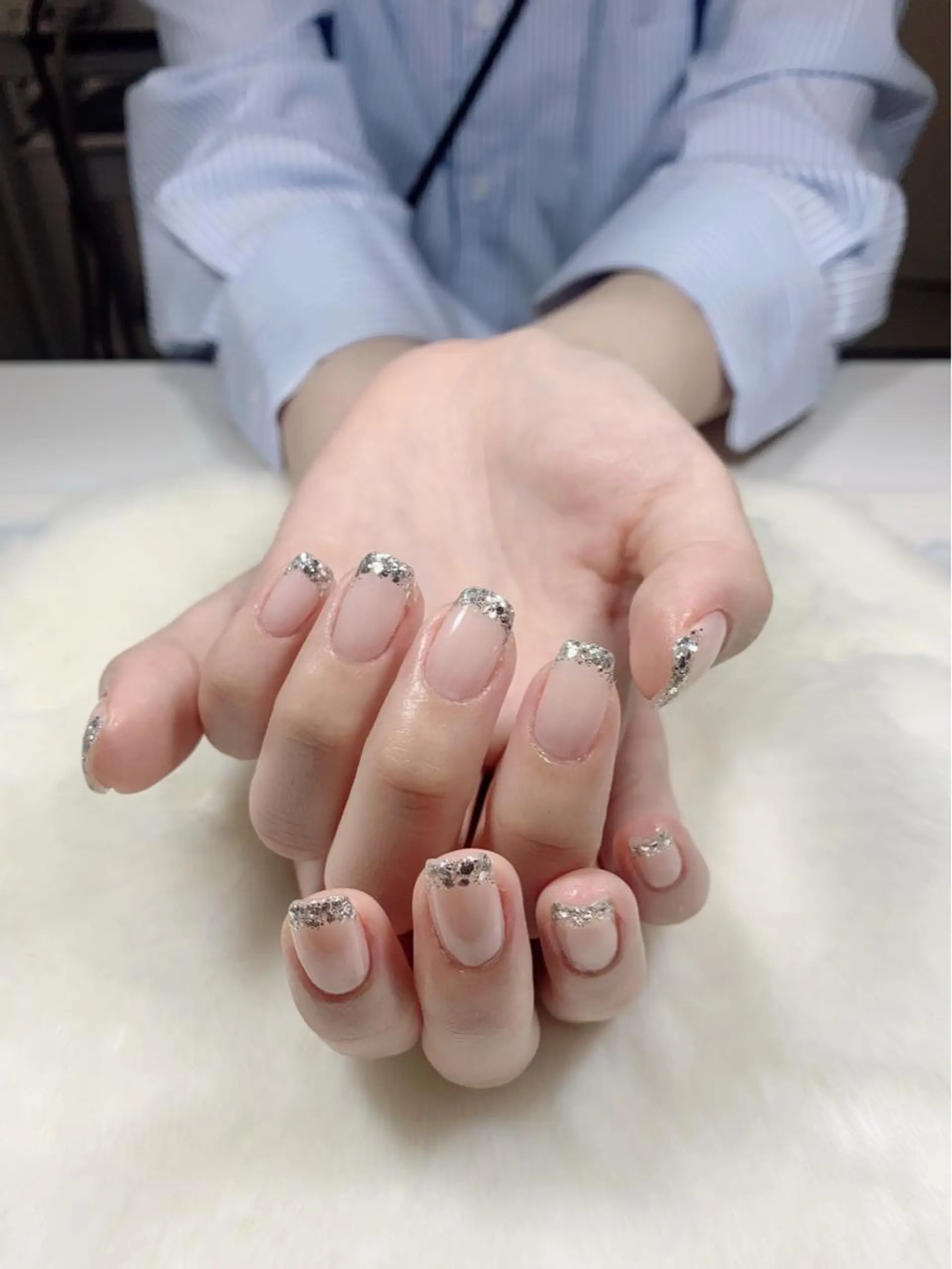 ネイル フレンチネイル グラデーション ラメ(グリッター) salon EMANのネイルデザイン