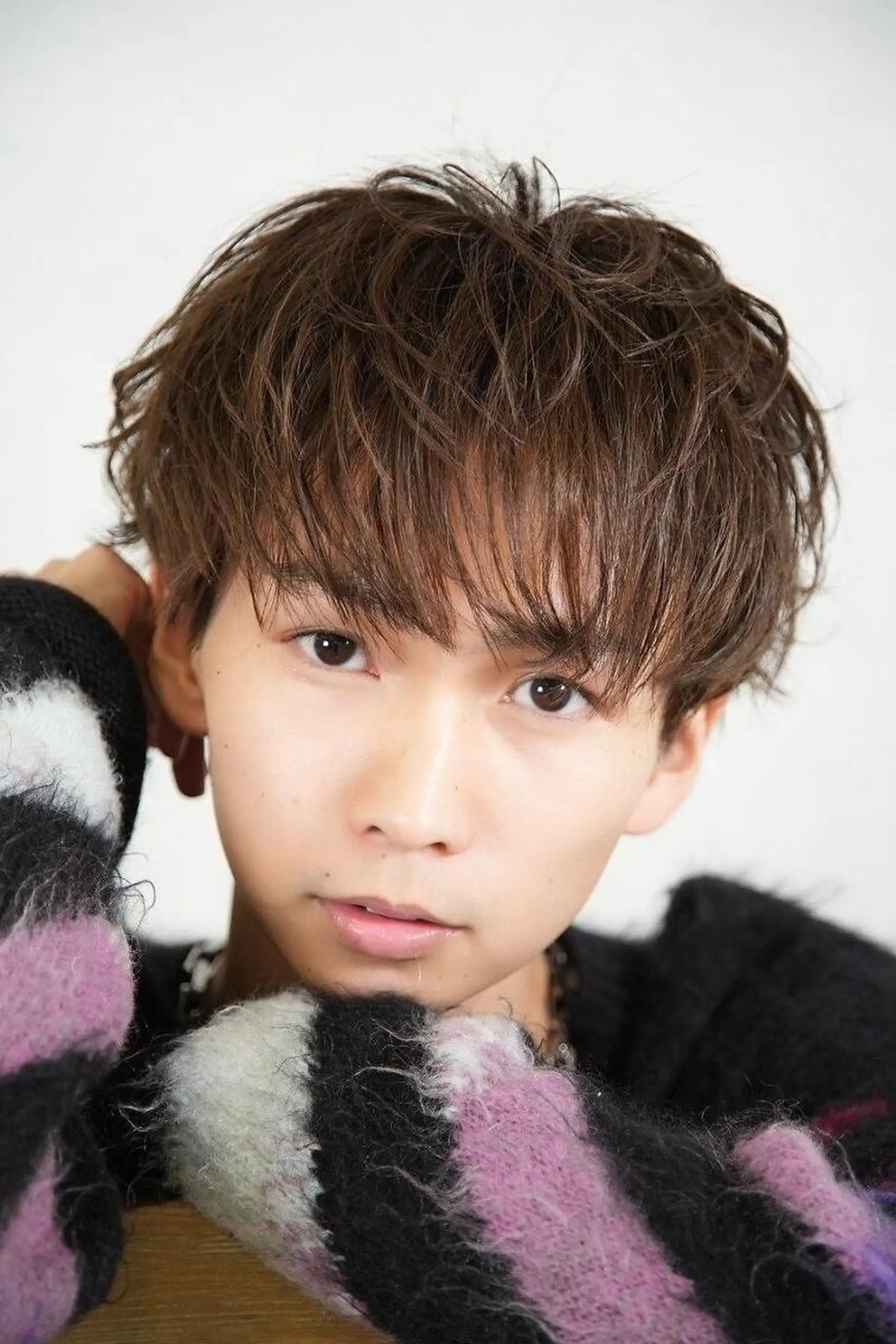 ミディアム メンズ カット ヘアカラー 毛流れパーマ&縮毛 ⚔️夢生志(ゆうし)のヘアスタイル