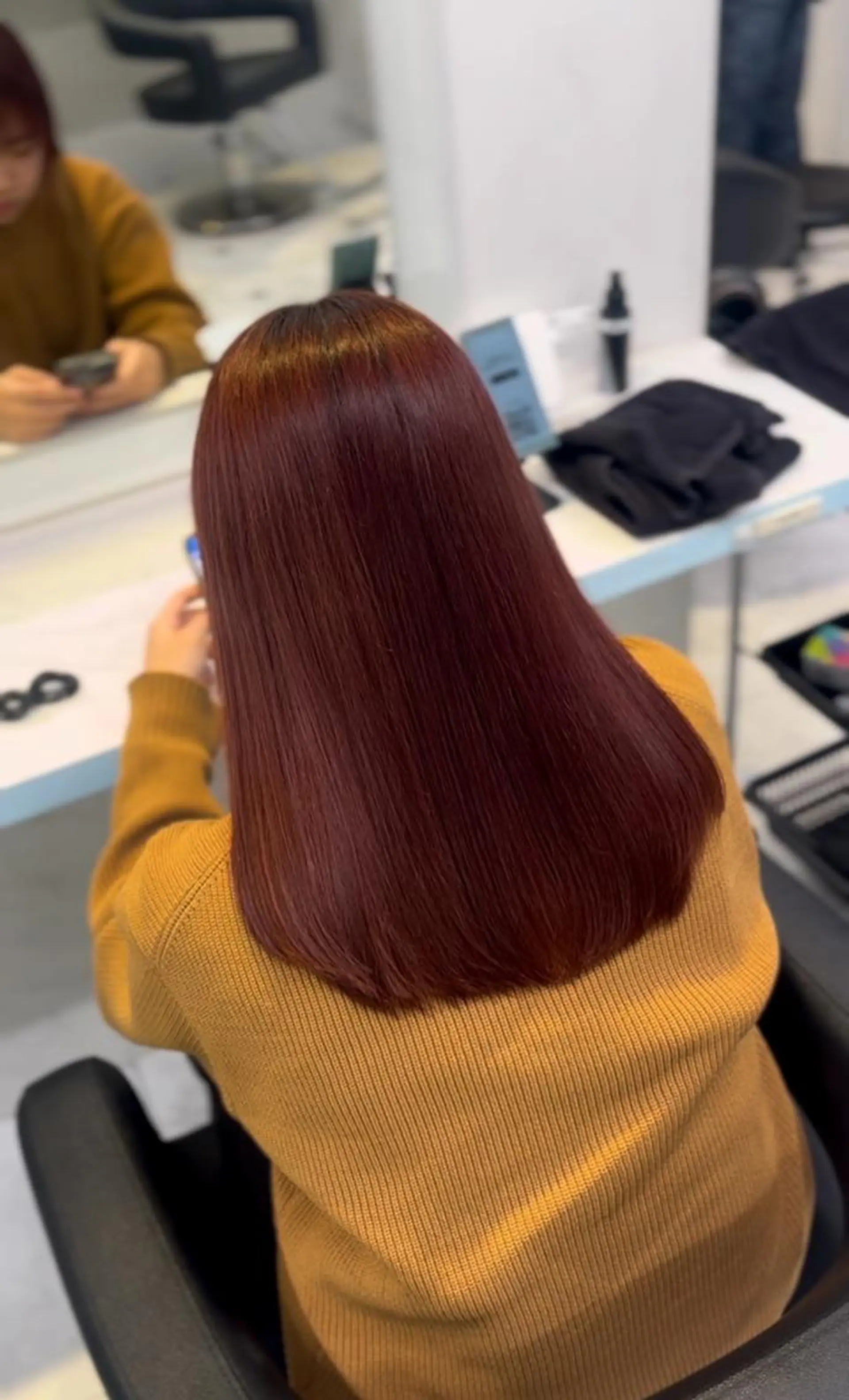 カラー カット ヘアカラー トリートメント ヘアセット ブリーチなし🍒中韓 /暖色系🍒のヘアスタイル