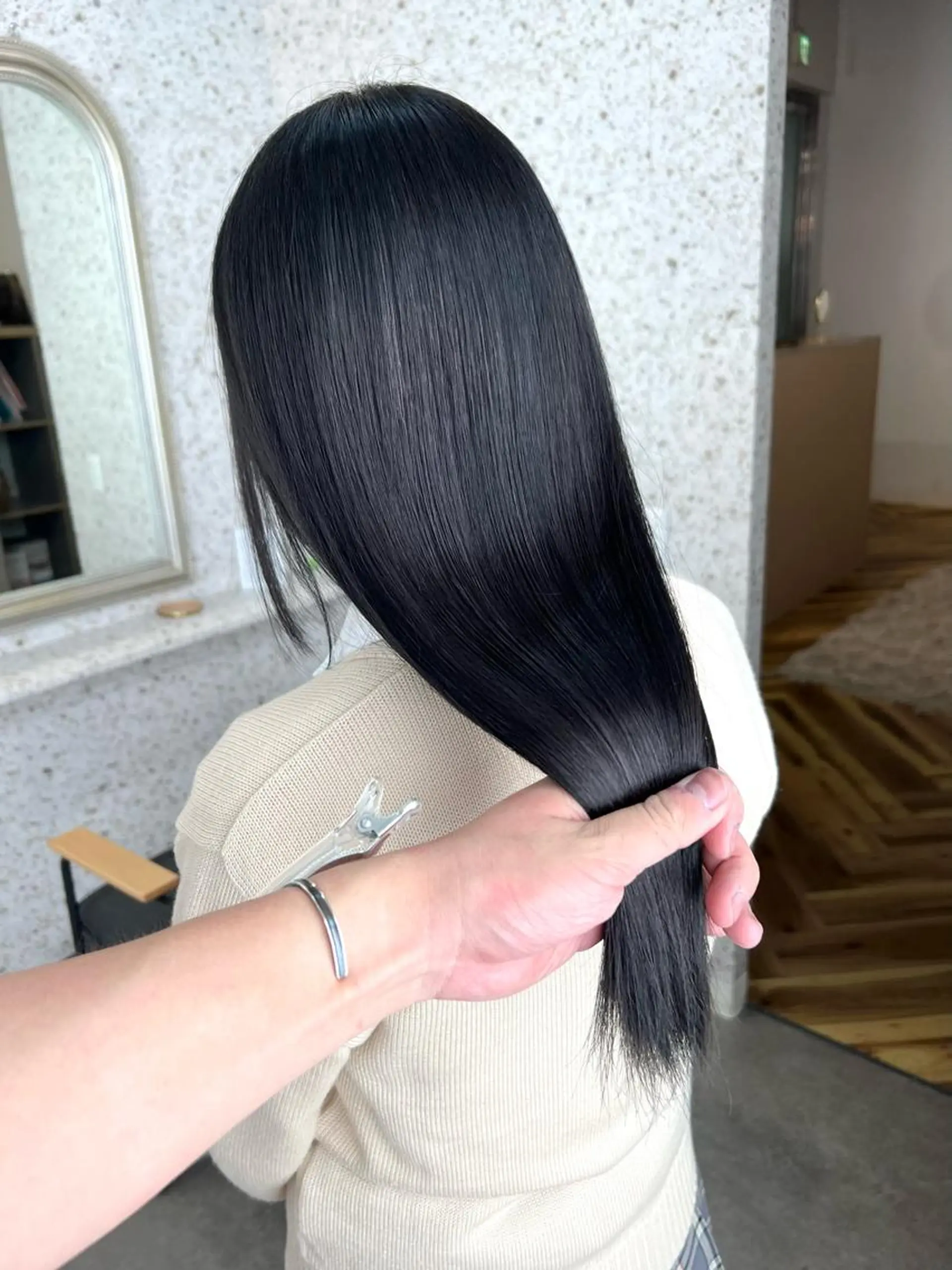 ロング パーマ 韓国風カラー ハイライト 韓国風ヘア レイヤーカット 酸性ストレート カット トリートメント lani 天神大名/ブリーチのヘアスタイル