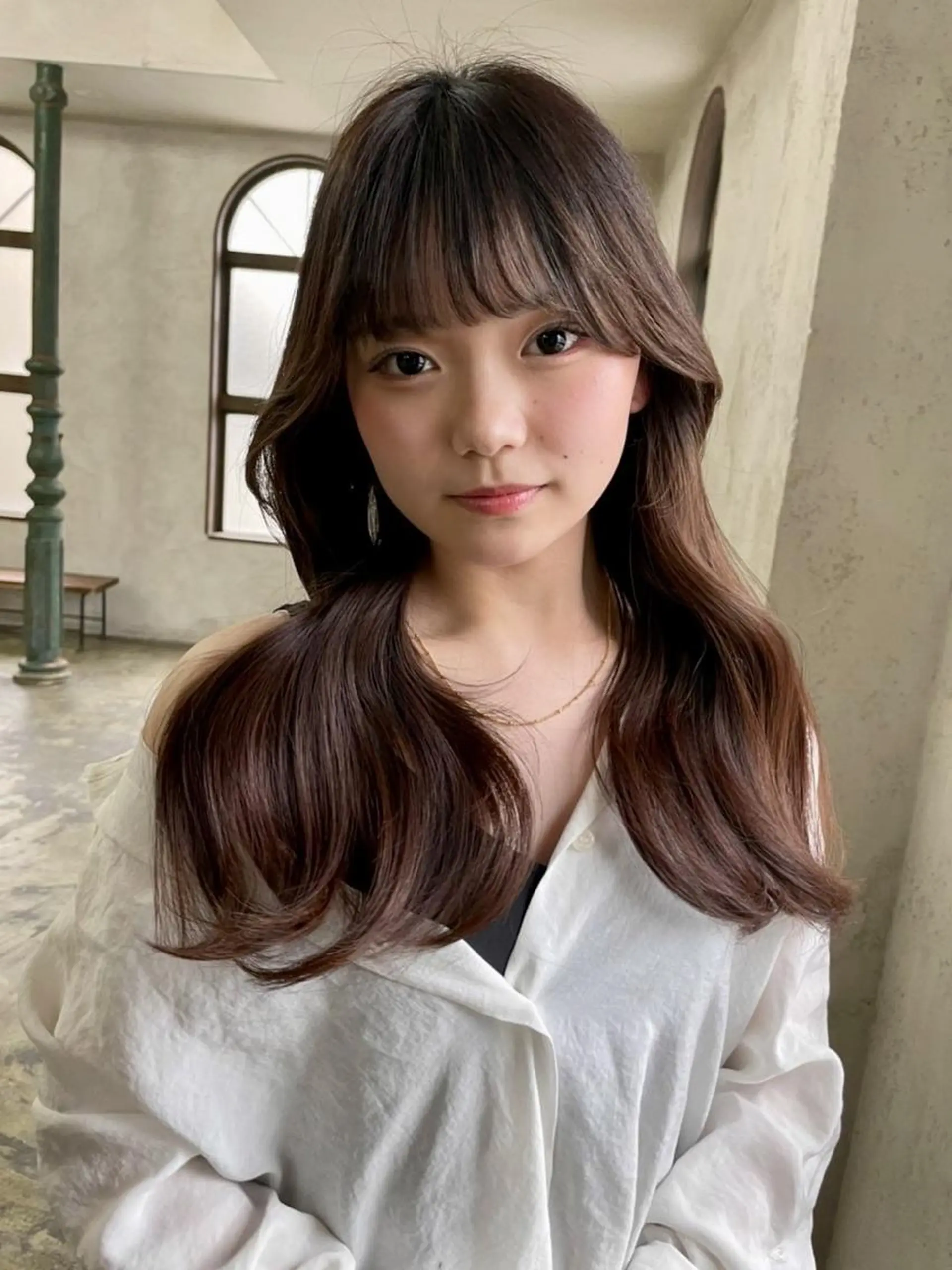 ミディアム くびれヘア 韓国風ヘア ワンホンヘア ヘアカラー トリートメント ✨🍀岩崎 唯🍀✨のヘアスタイル