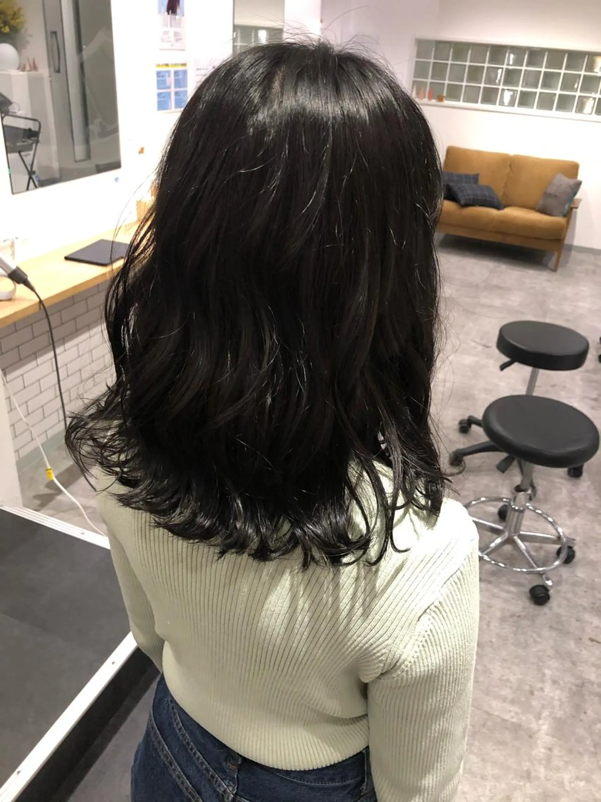 セミロング カラー 京都美容師 塩のヘアスタイル