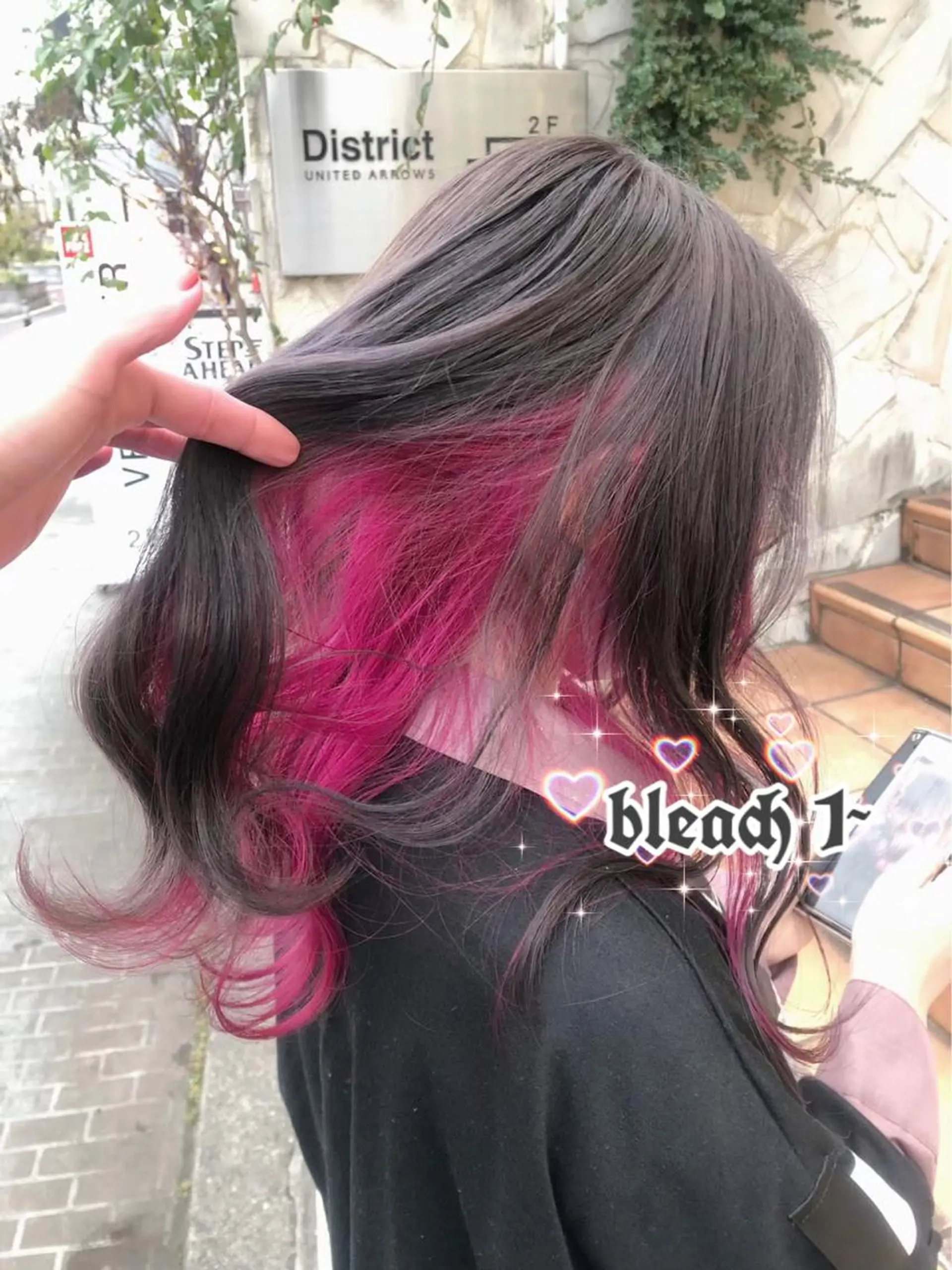 ロング アッシュ アッシュグレー アッシュグレージュ ミストバング ピンクブラウン ハイトーン×エクステ 💞くるみのヘアスタイル