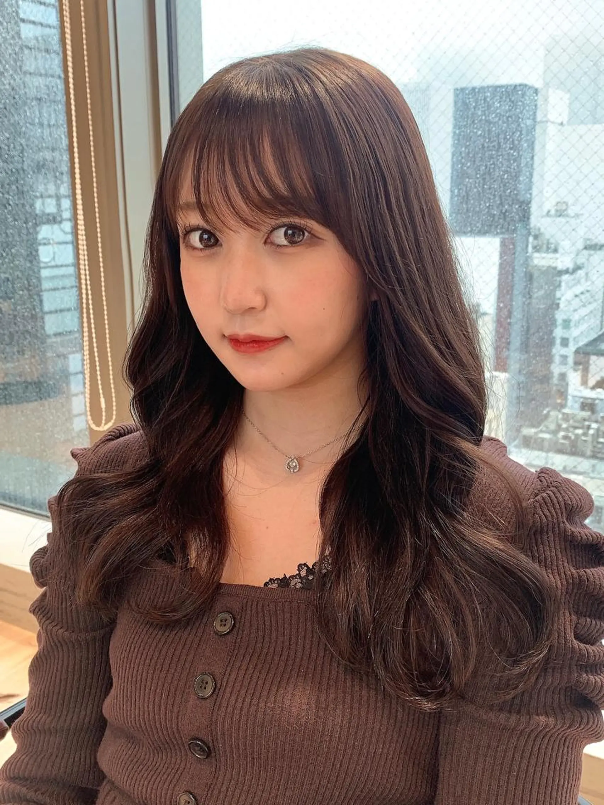 ロング カット ヘアカラー トリートメント 韓国ヘア♡ 顔まわりカットayaのヘアスタイル