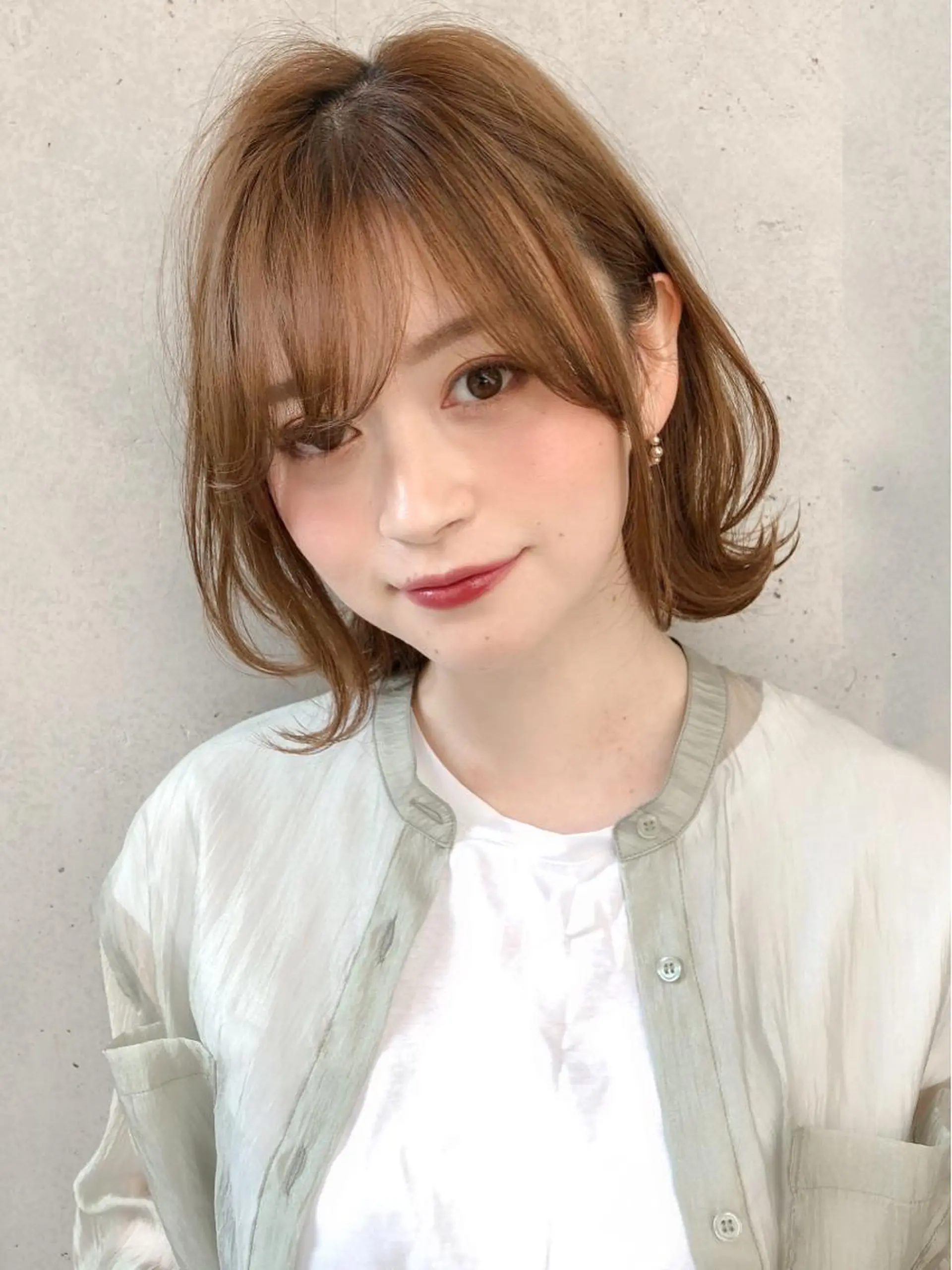 ミディアム パーマ ミディアムパーマ ボブ くびれヘア 佐藤 侑哉のヘアスタイル