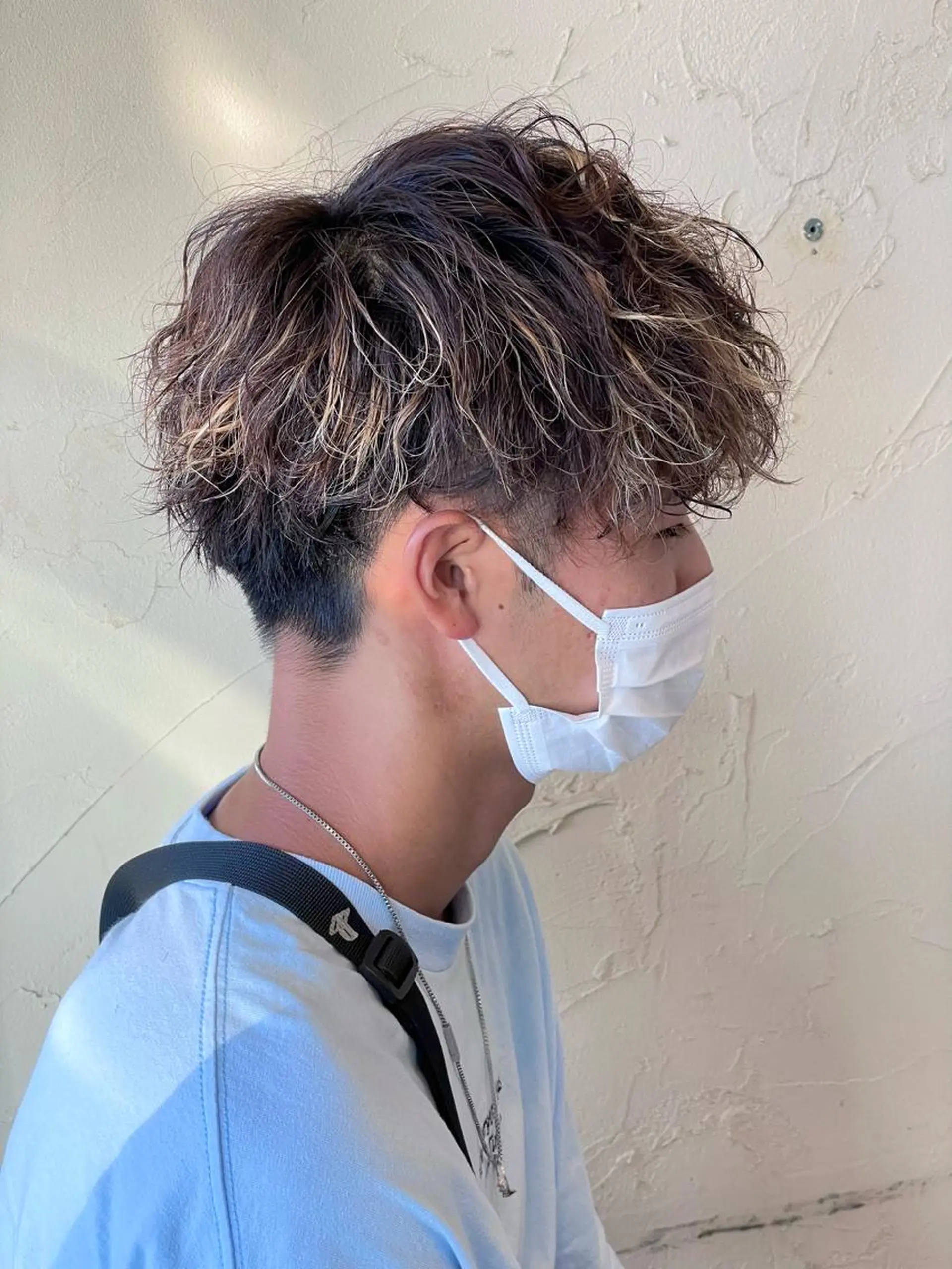 ショート パーマ メンズ メンズハイライト マッシュ メンズパーマ ハイライト カット パーマ メンズ特化/パーマ指 名No.1/百瀬太郎のヘアスタイル