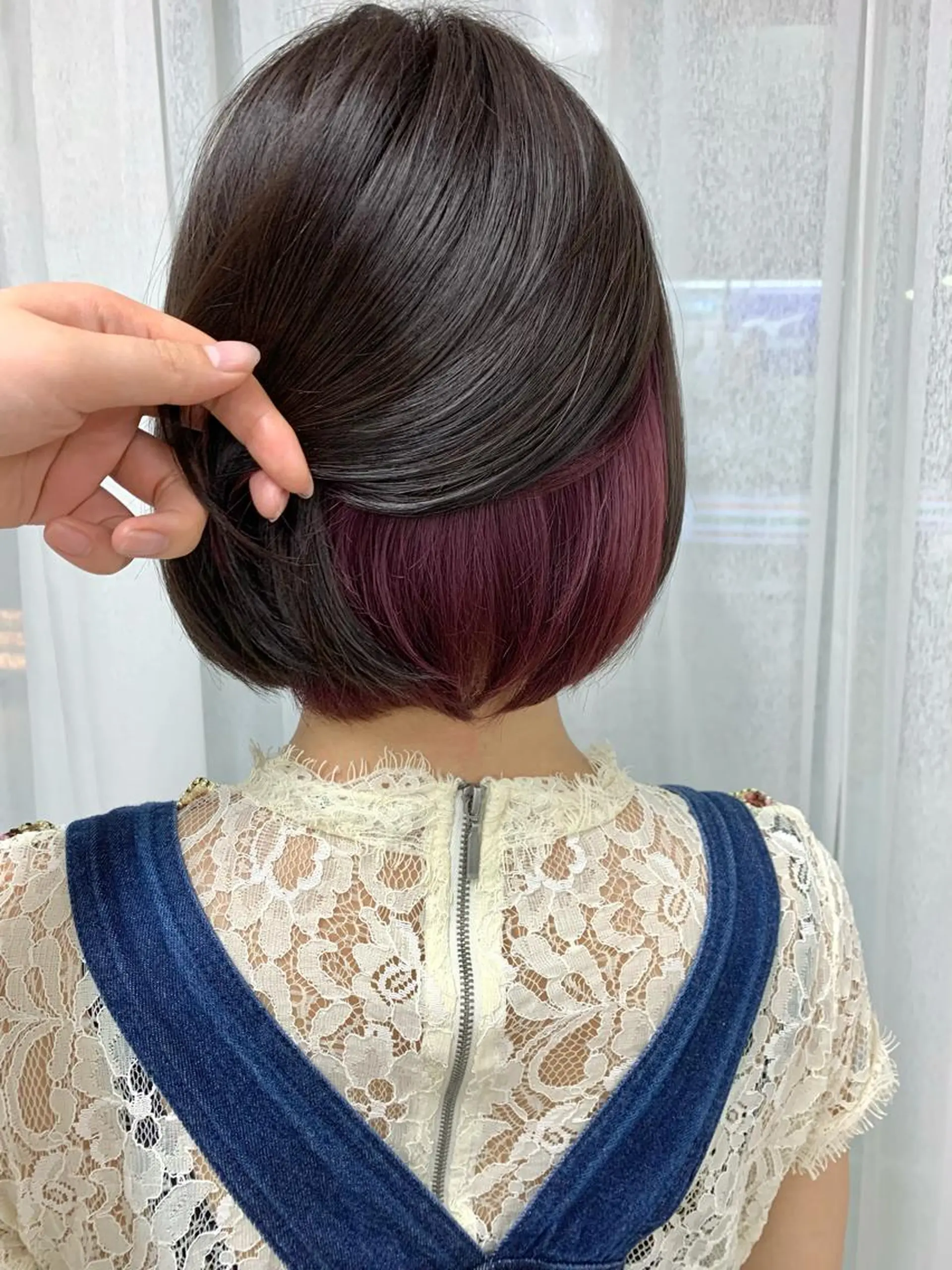 ショート カラー ブリーチ ラベンダーカラー ピンクカラー ピンクラベンダー ヘアカラー LUNON/田河優花 /デザインカラーのヘアスタイル