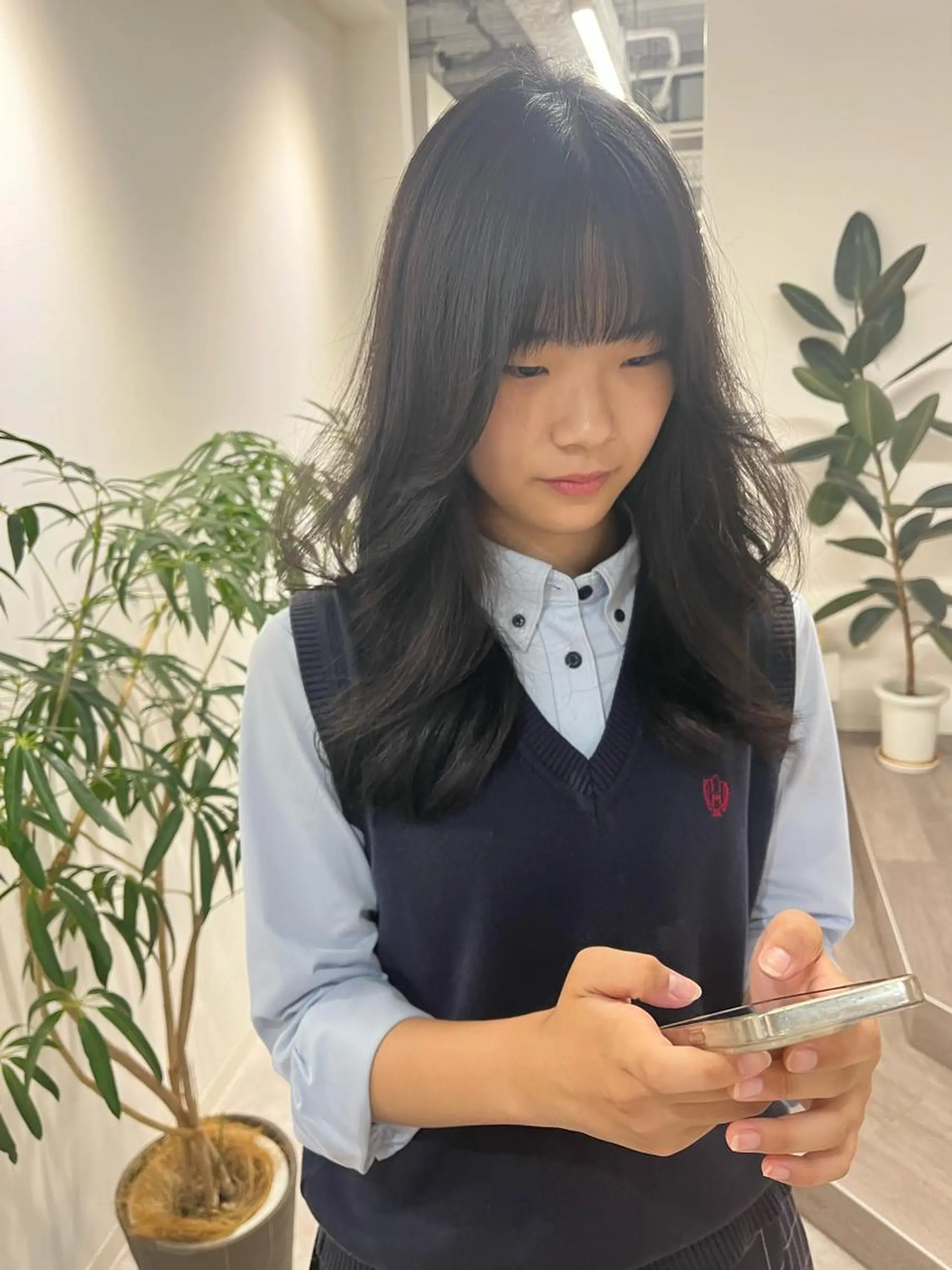 ロング ヘアアレンジ ボブ くびれヘア 顔まわりレイヤー ハイライト 髪質改善 カット umu.［韓国ヘア /レイヤーカット］のヘアスタイル
